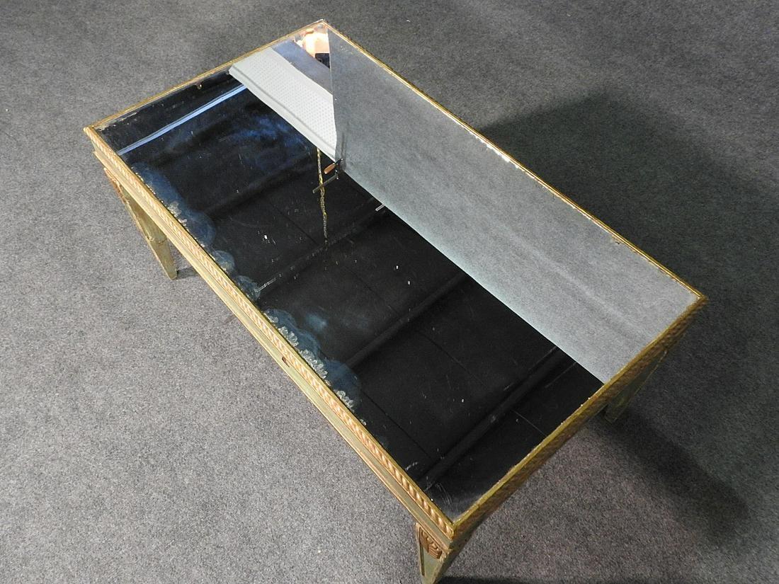 French Directoire Style Painted Gilded Mirrored Coffee Cocktail Table circa 1940 1