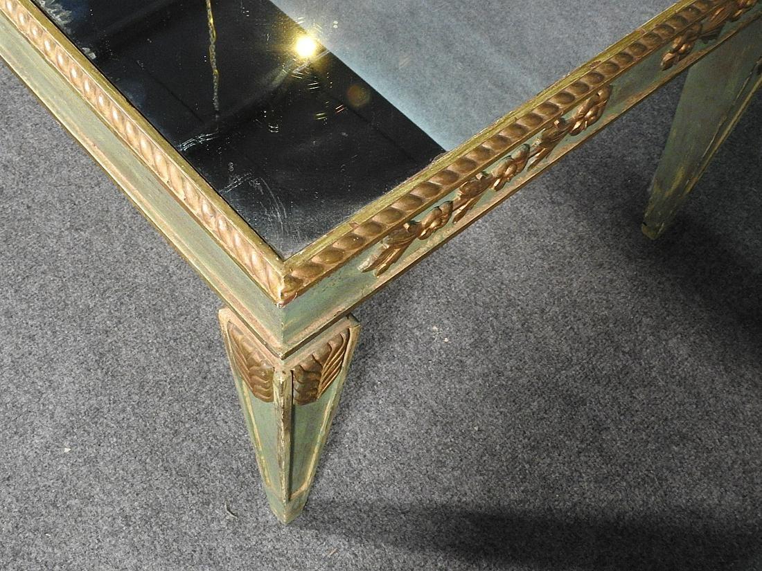 French Directoire Style Painted Gilded Mirrored Coffee Cocktail Table circa 1940 2