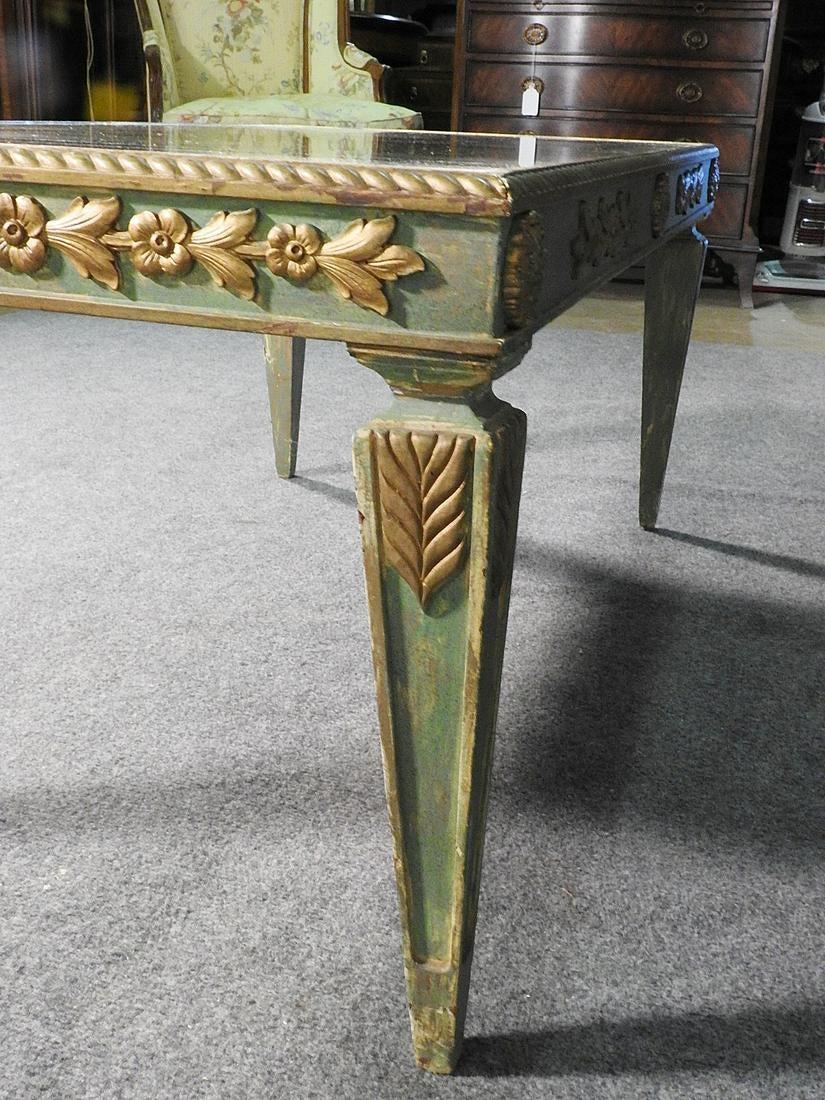 French Directoire Style Painted Gilded Mirrored Coffee Cocktail Table circa 1940 3