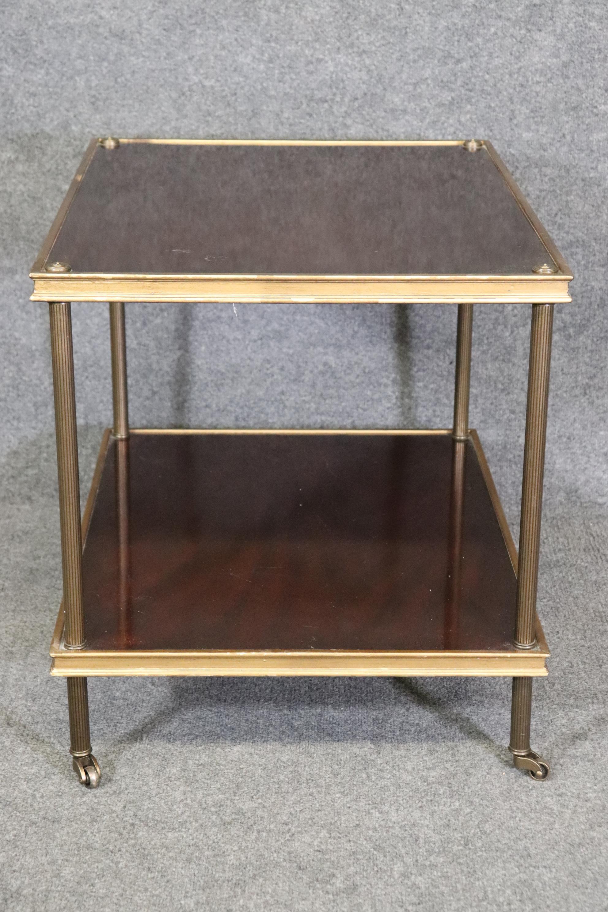 Contemporary French Directoire Style Ralph Lauren Figured Mahogany Gilt Brass End Table 