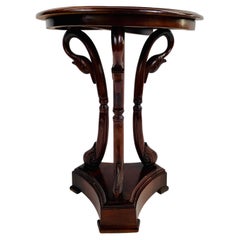 French Directoire Style Rosewood Guéridon Side Table with Swan Design