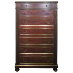 French Directoire Style Semainier in Mahogany and Brass