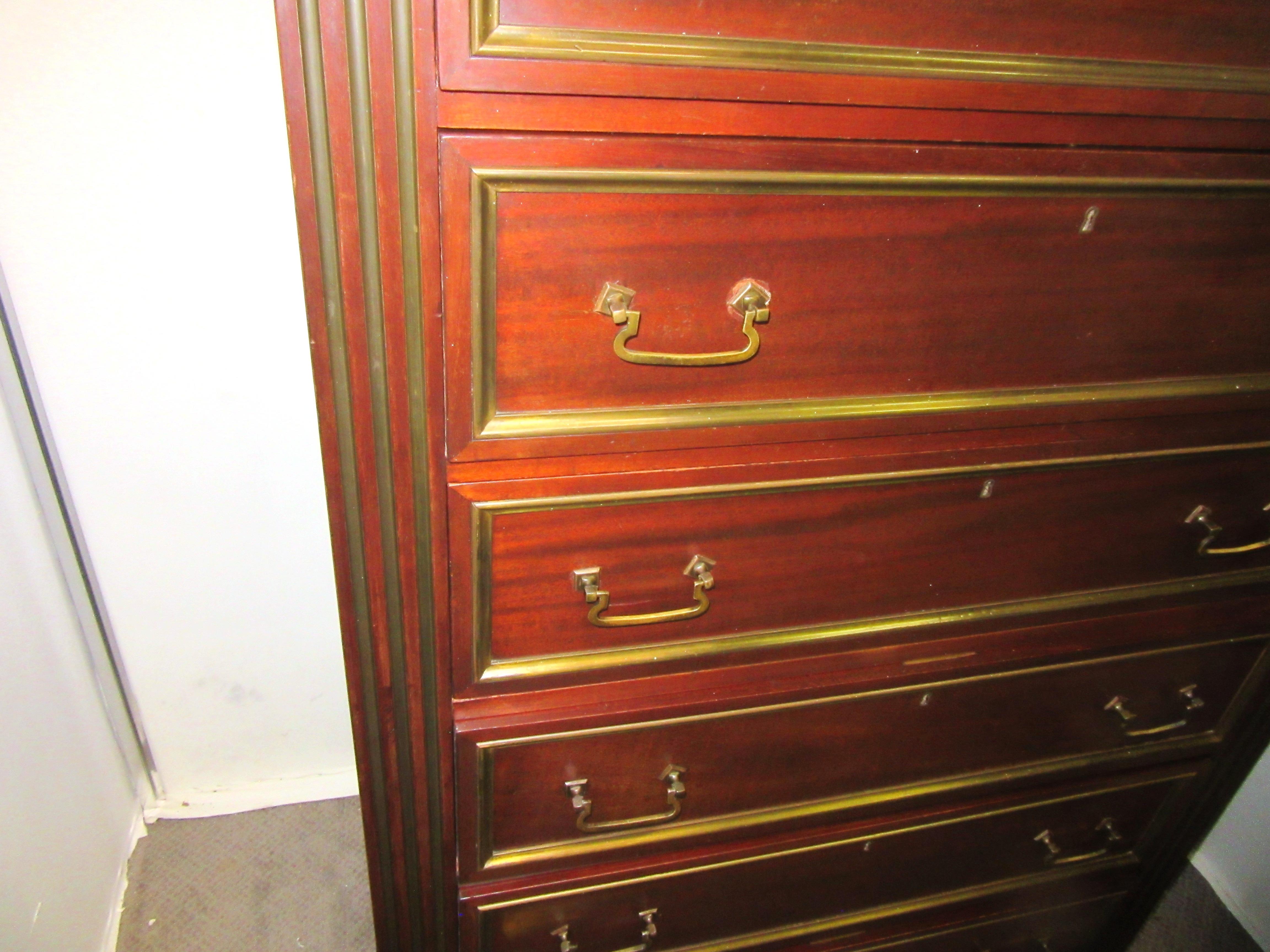 French Directoire Style Semainier in Mahogany and Brass In Good Condition In New York, NY