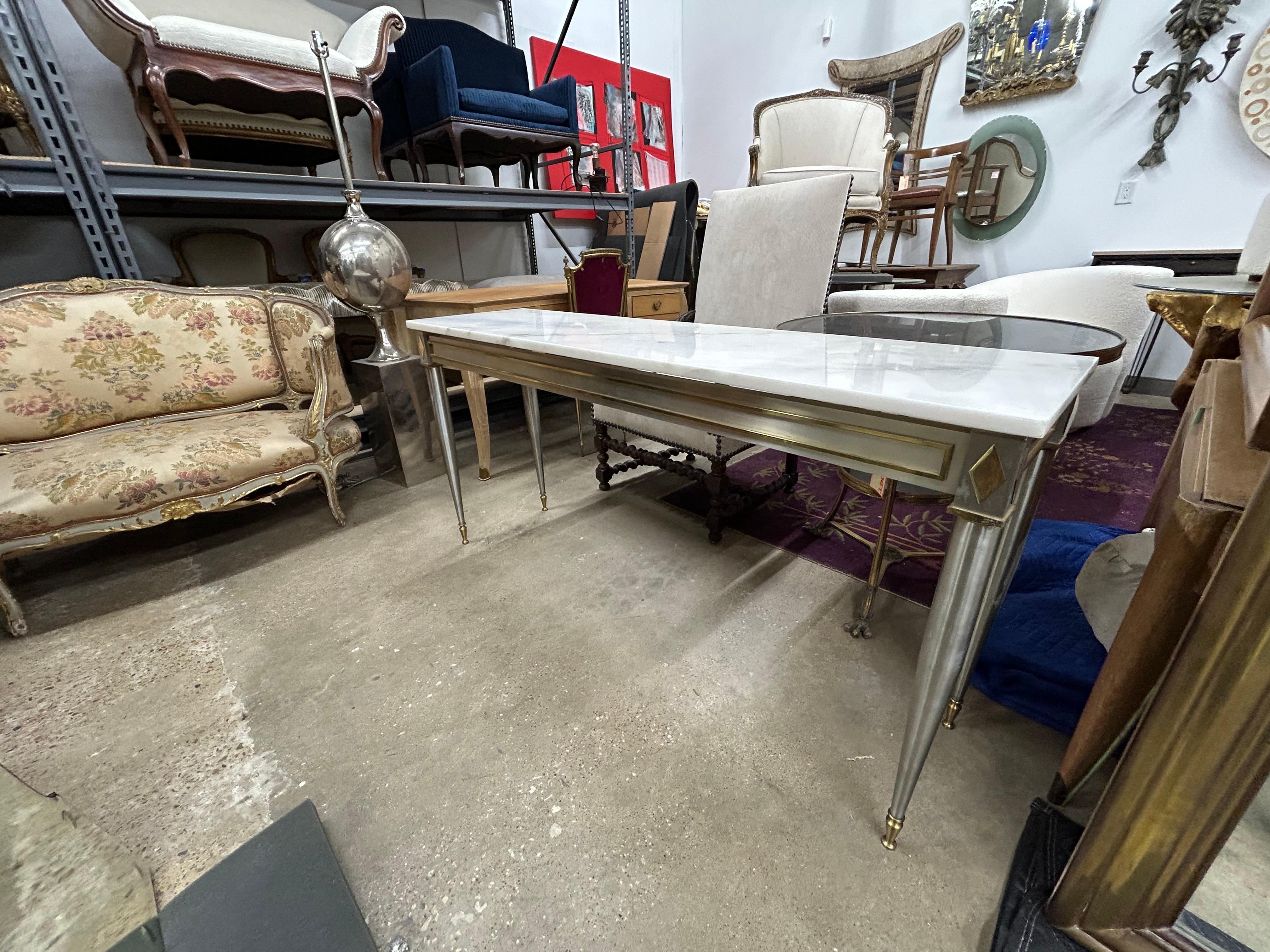 Mesa Consola Estilo Directoire Francés Acero Inoxidable y Bronce en venta 5