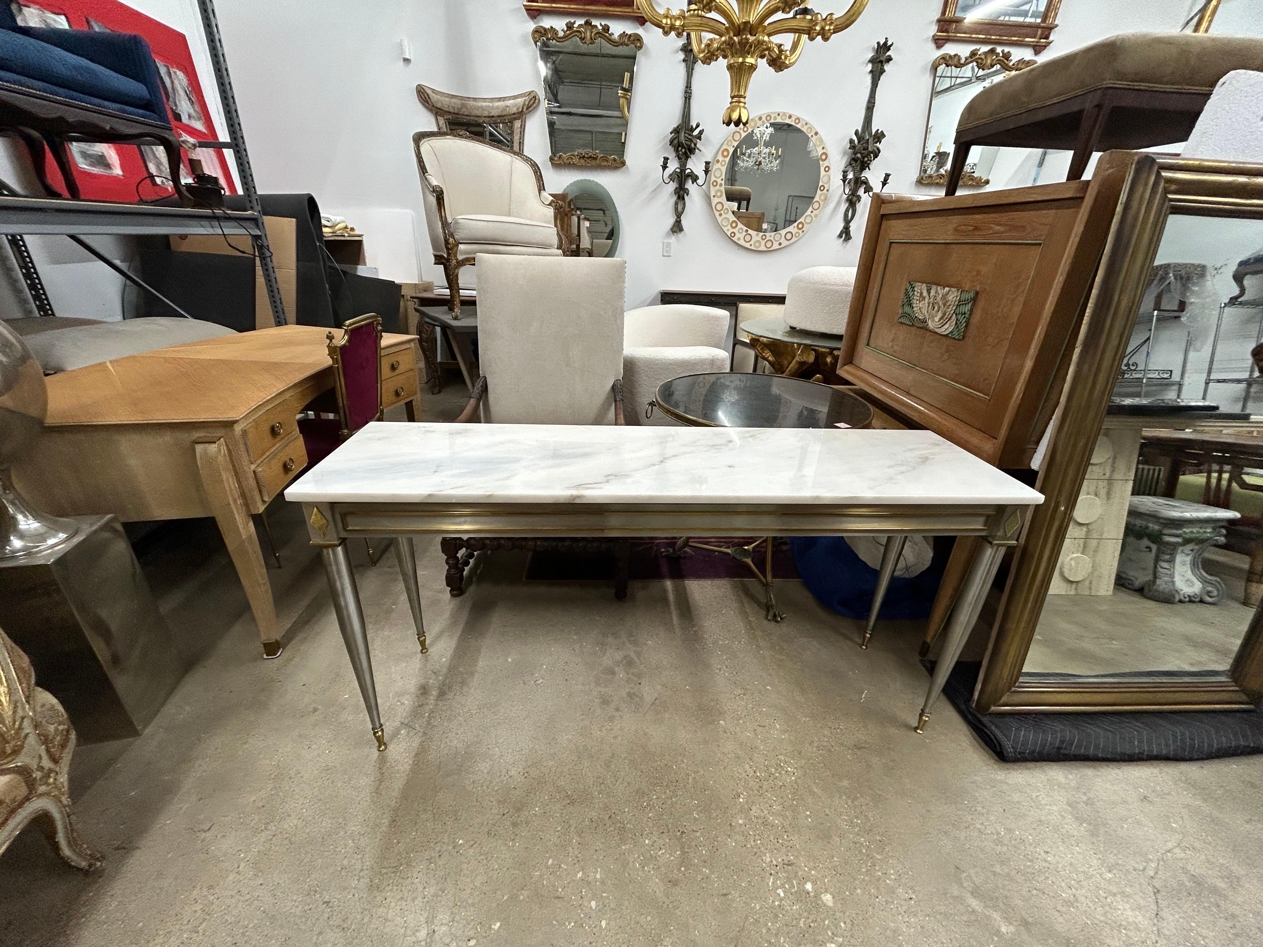 Mesa Consola Estilo Directoire Francés Acero Inoxidable y Bronce en venta 2