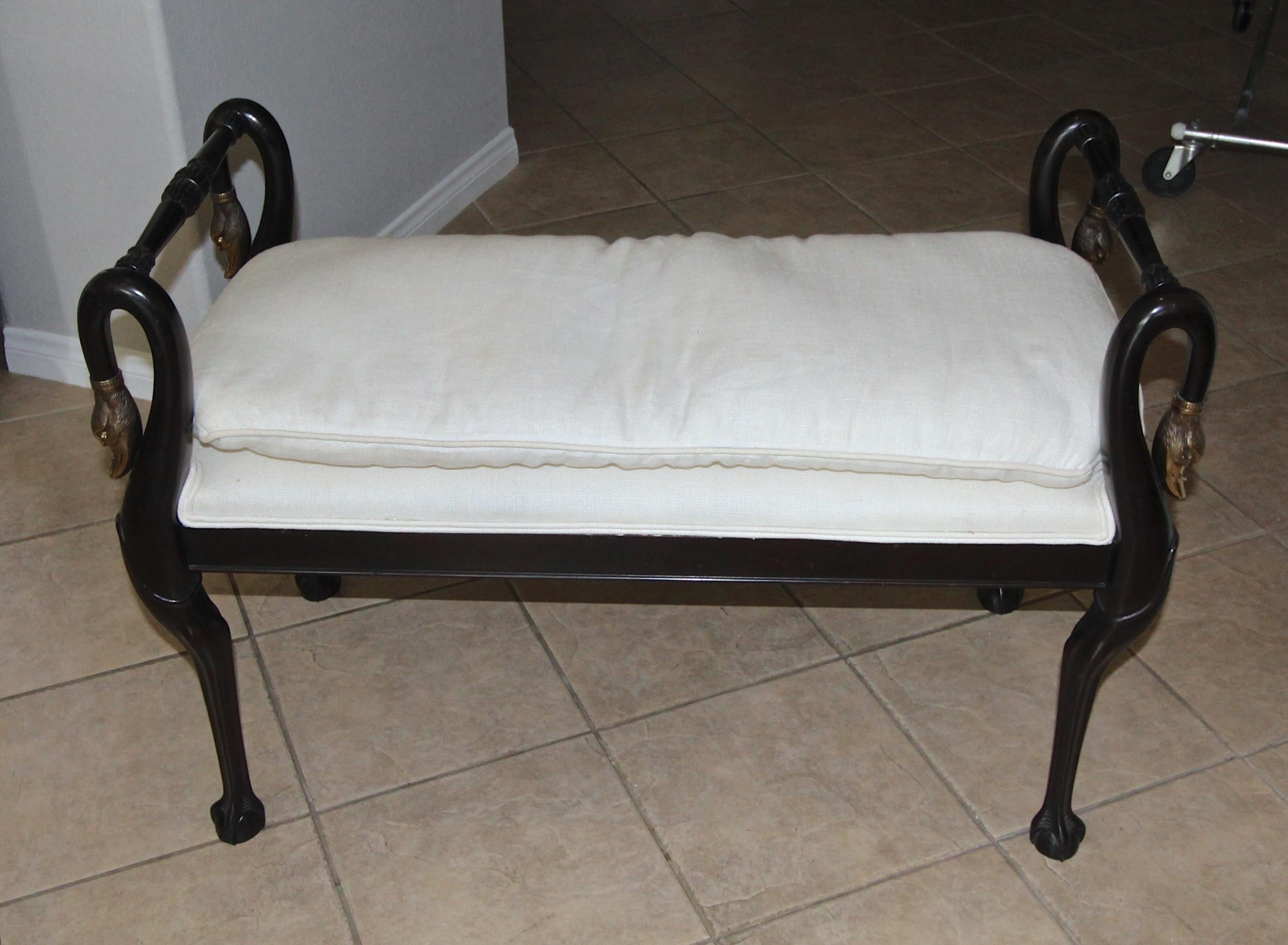 French Directoire Style Swan Head Bench 10