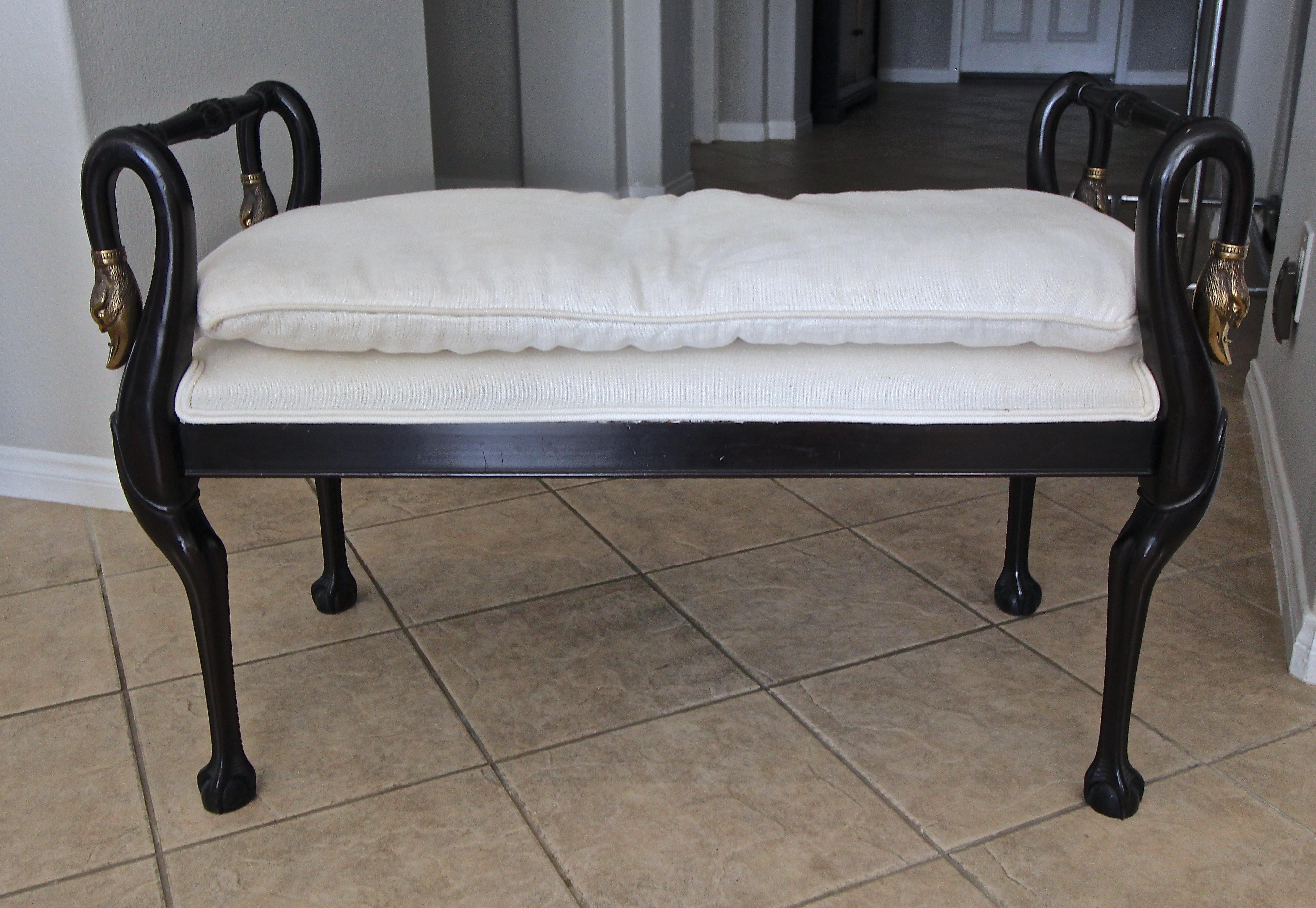 North American French Directoire Style Swan Head Bench