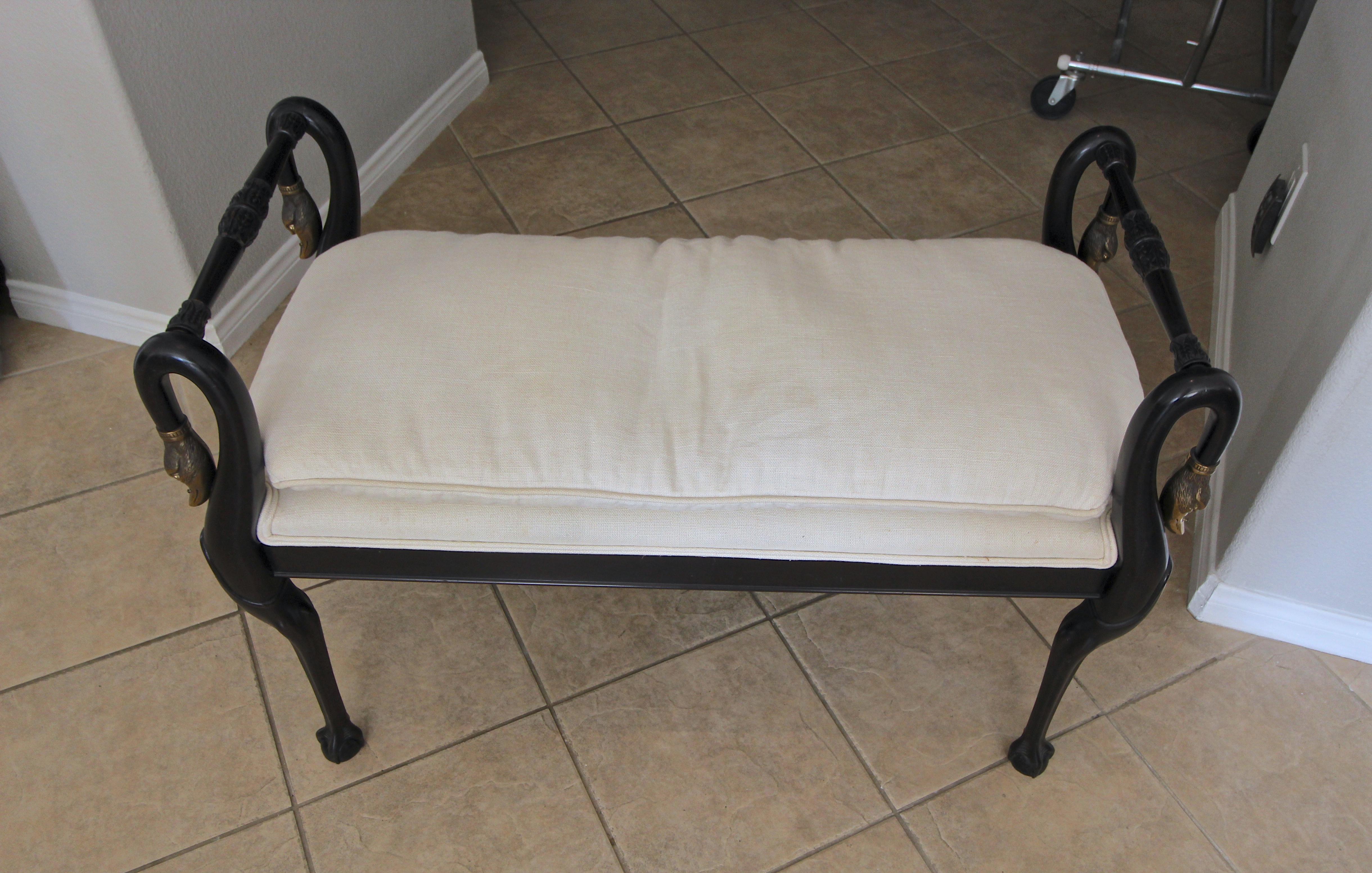 Fabric French Directoire Style Swan Head Bench