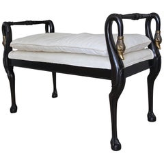 Vintage French Directoire Style Swan Head Bench