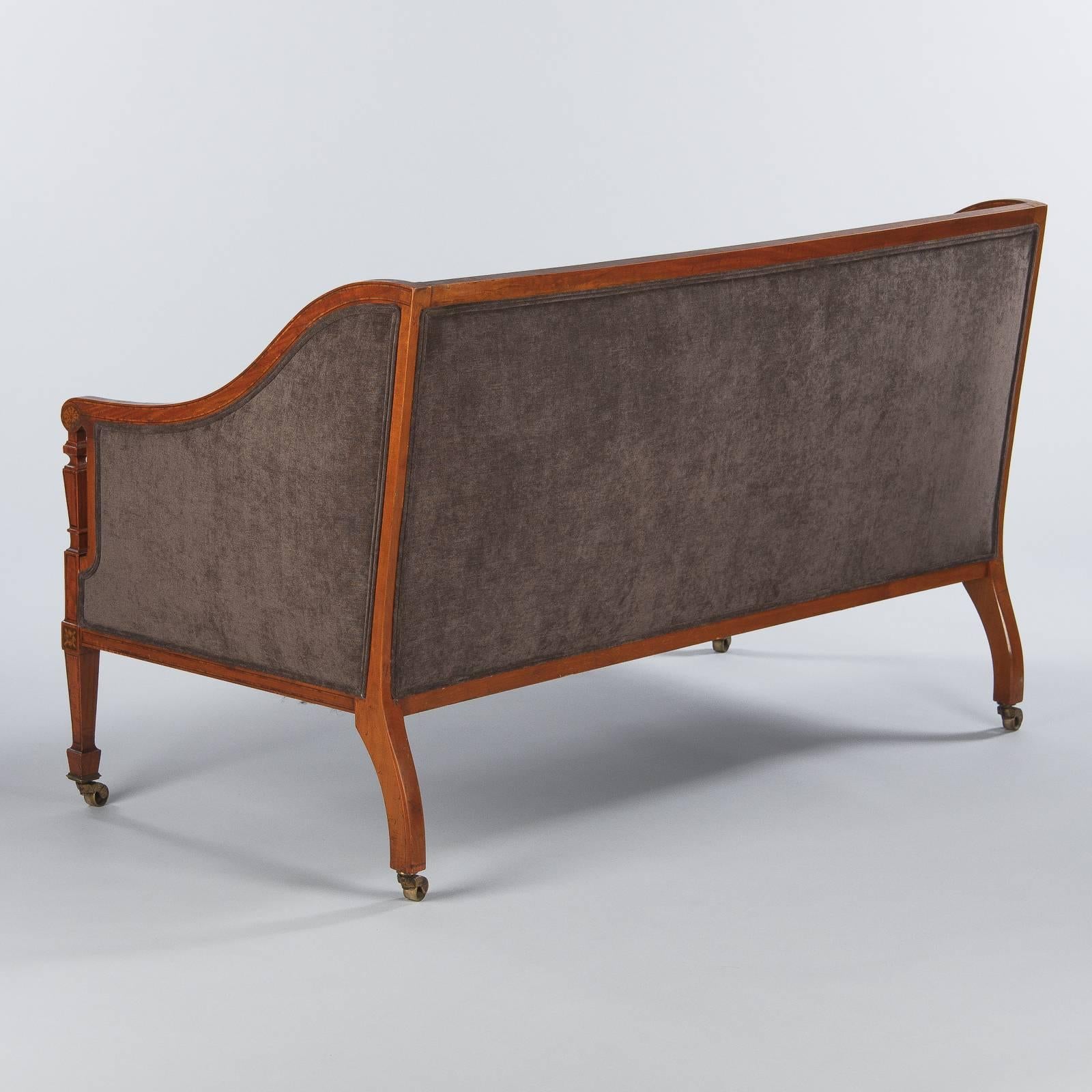 French Directoire Style Upholstered Sofa in Mahogany, Late 1800s 3