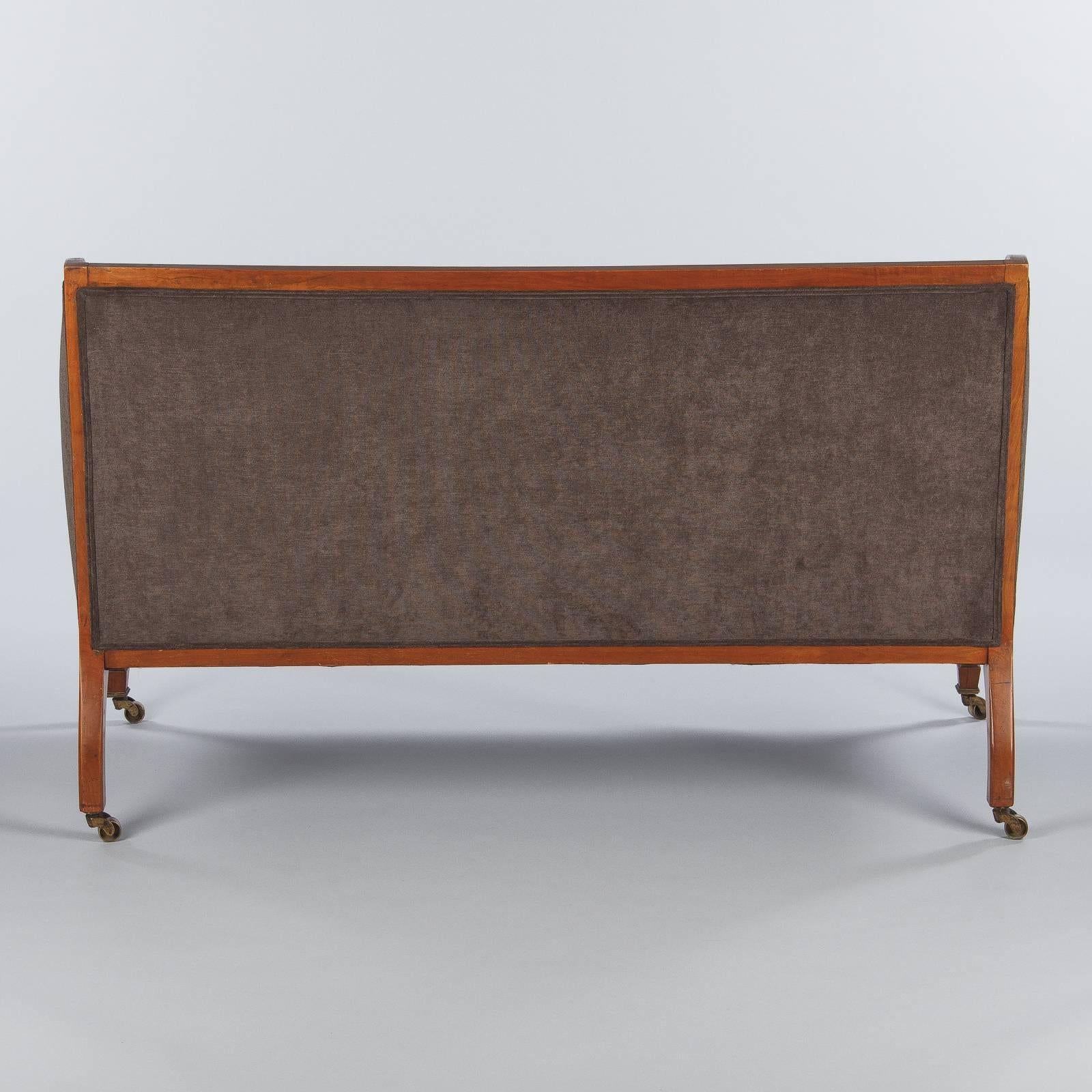 French Directoire Style Upholstered Sofa in Mahogany, Late 1800s 8