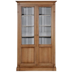 French Directoire Style Vitrine and Bookcase in Solid Oak