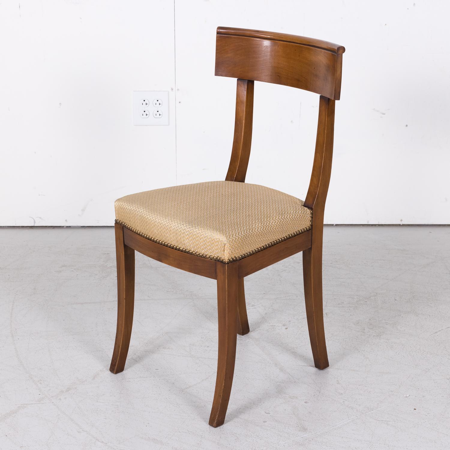 French Directoire Style Walnut Dining Side Chairs, Set of 6 1