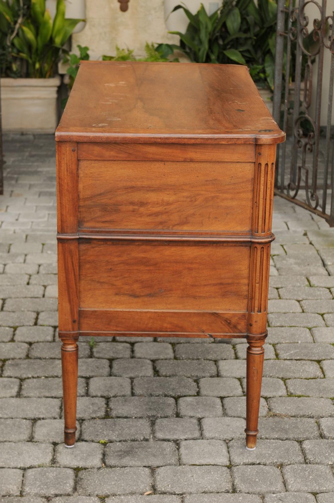 French Directoire Style Walnut Two-Drawer Commode, circa 1840 with Turned Legs 6