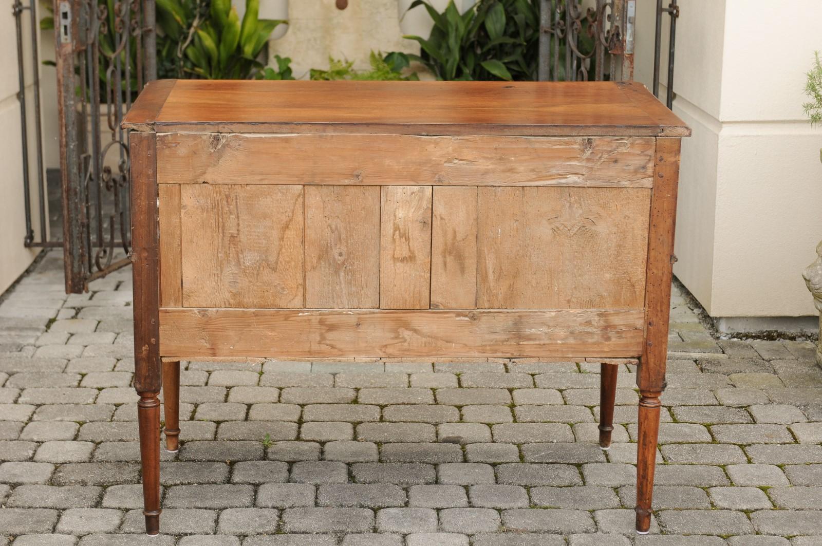 French Directoire Style Walnut Two-Drawer Commode, circa 1840 with Turned Legs 7