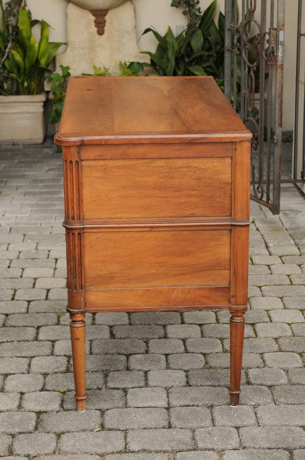 French Directoire Style Walnut Two-Drawer Commode, circa 1840 with Turned Legs 8