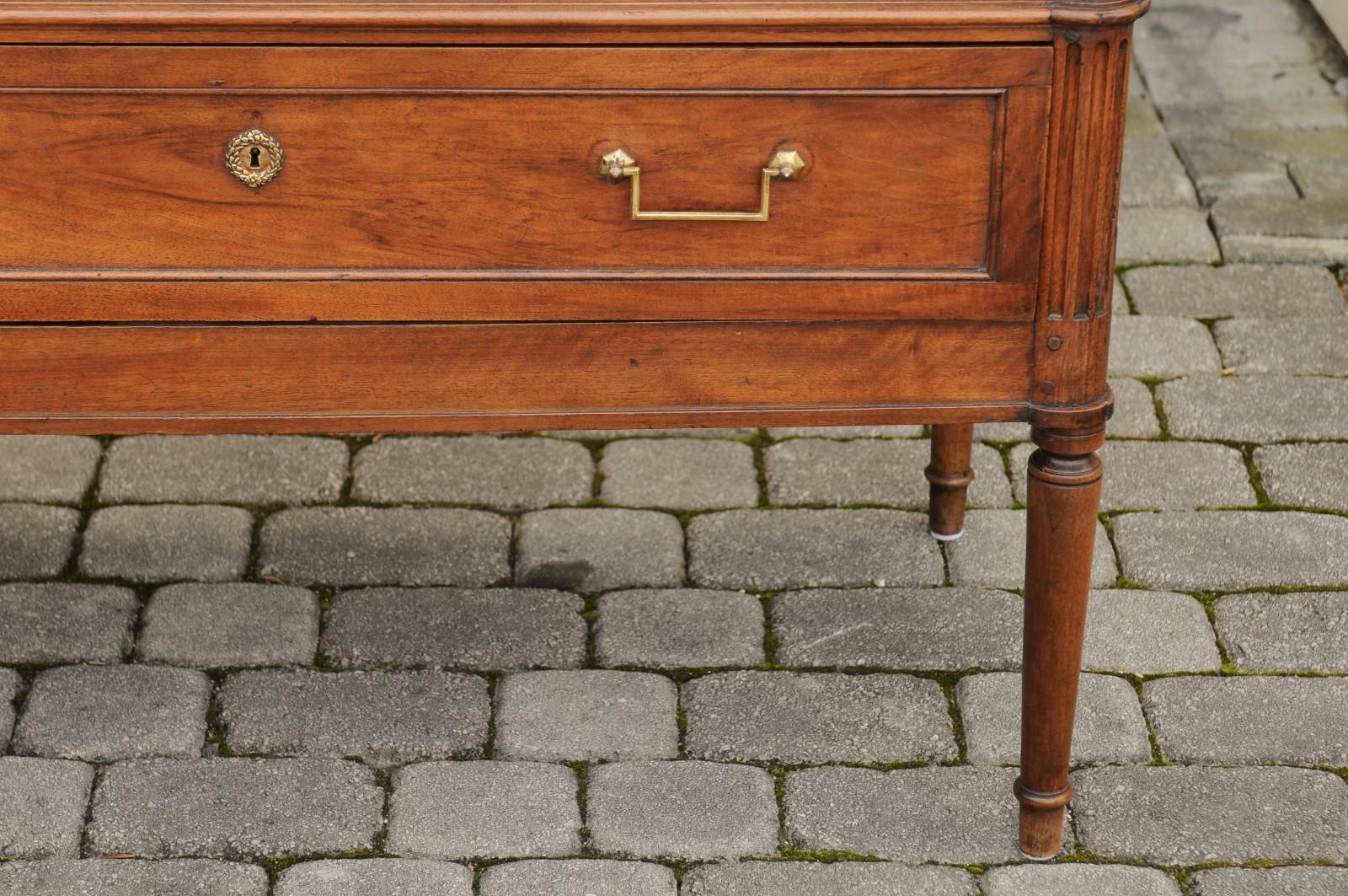 French Directoire Style Walnut Two-Drawer Commode, circa 1840 with Turned Legs 1