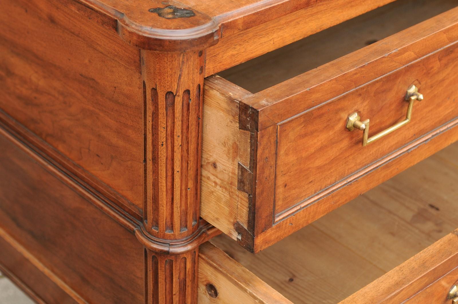 French Directoire Style Walnut Two-Drawer Commode, circa 1840 with Turned Legs 4