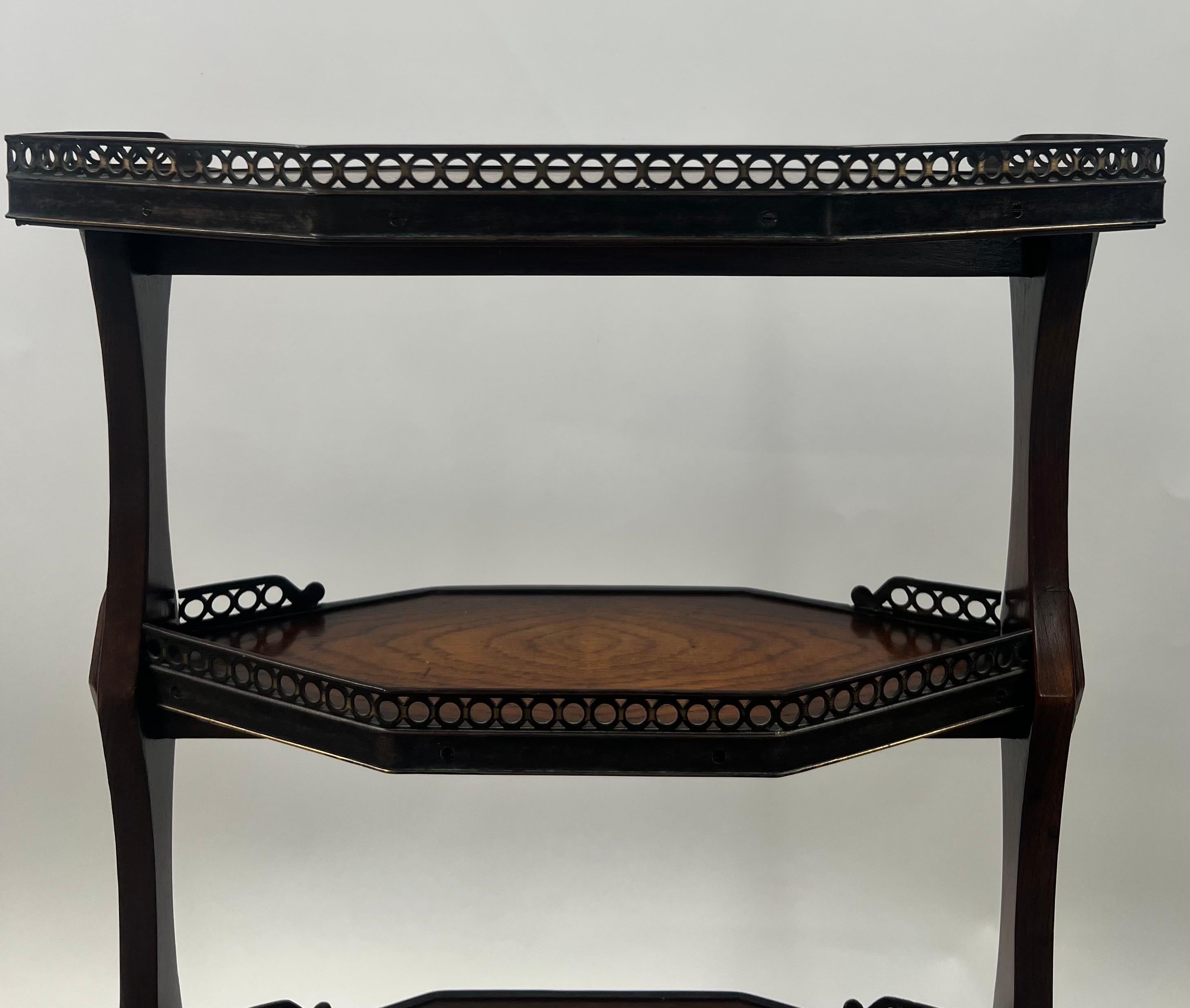 French Directoire Three-Tier Oak Dessert Stand Side Table by Theodore Alexander For Sale 2