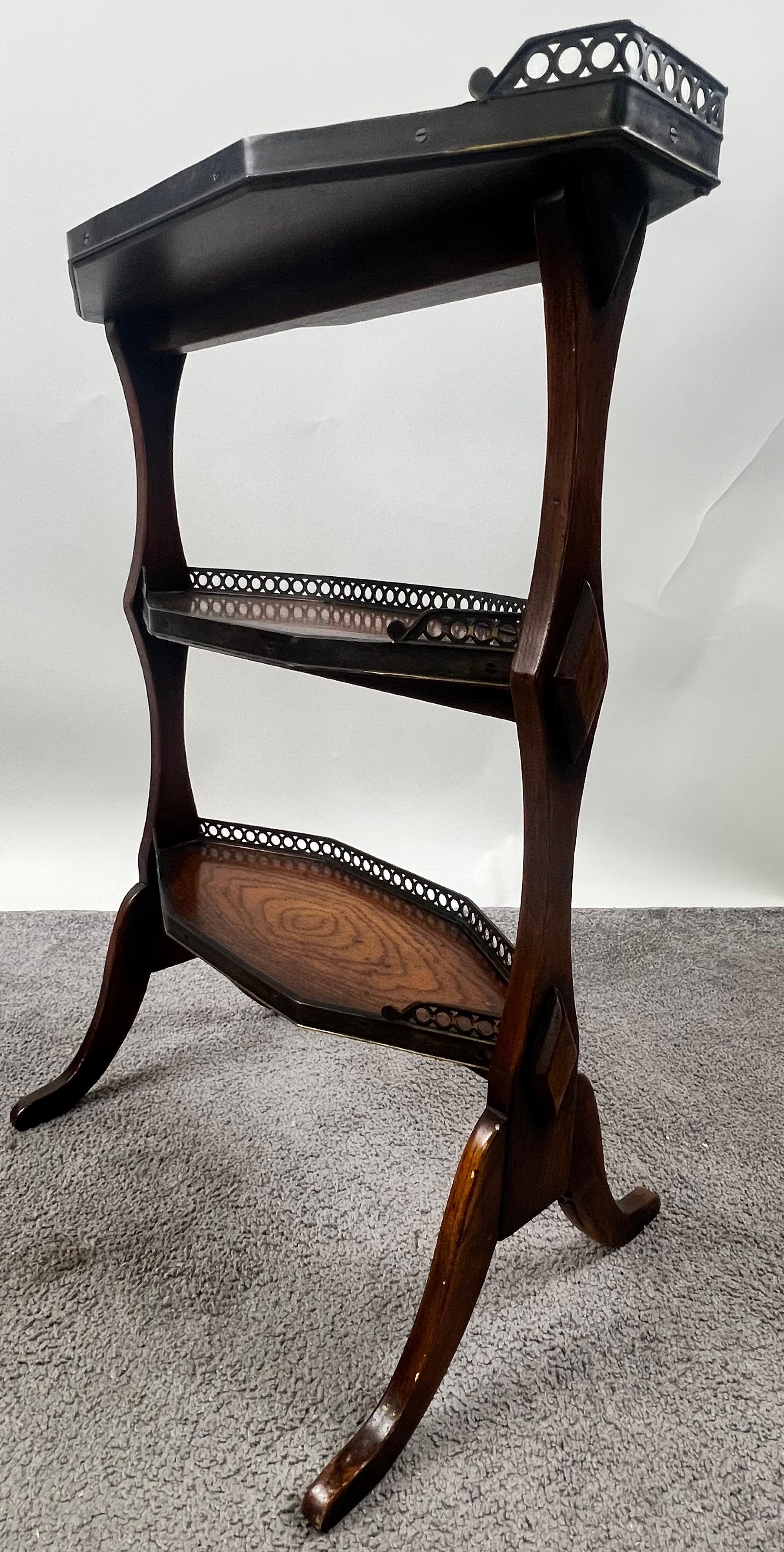 French Directoire Three-Tier Oak Dessert Stand Side Table by Theodore Alexander For Sale 3
