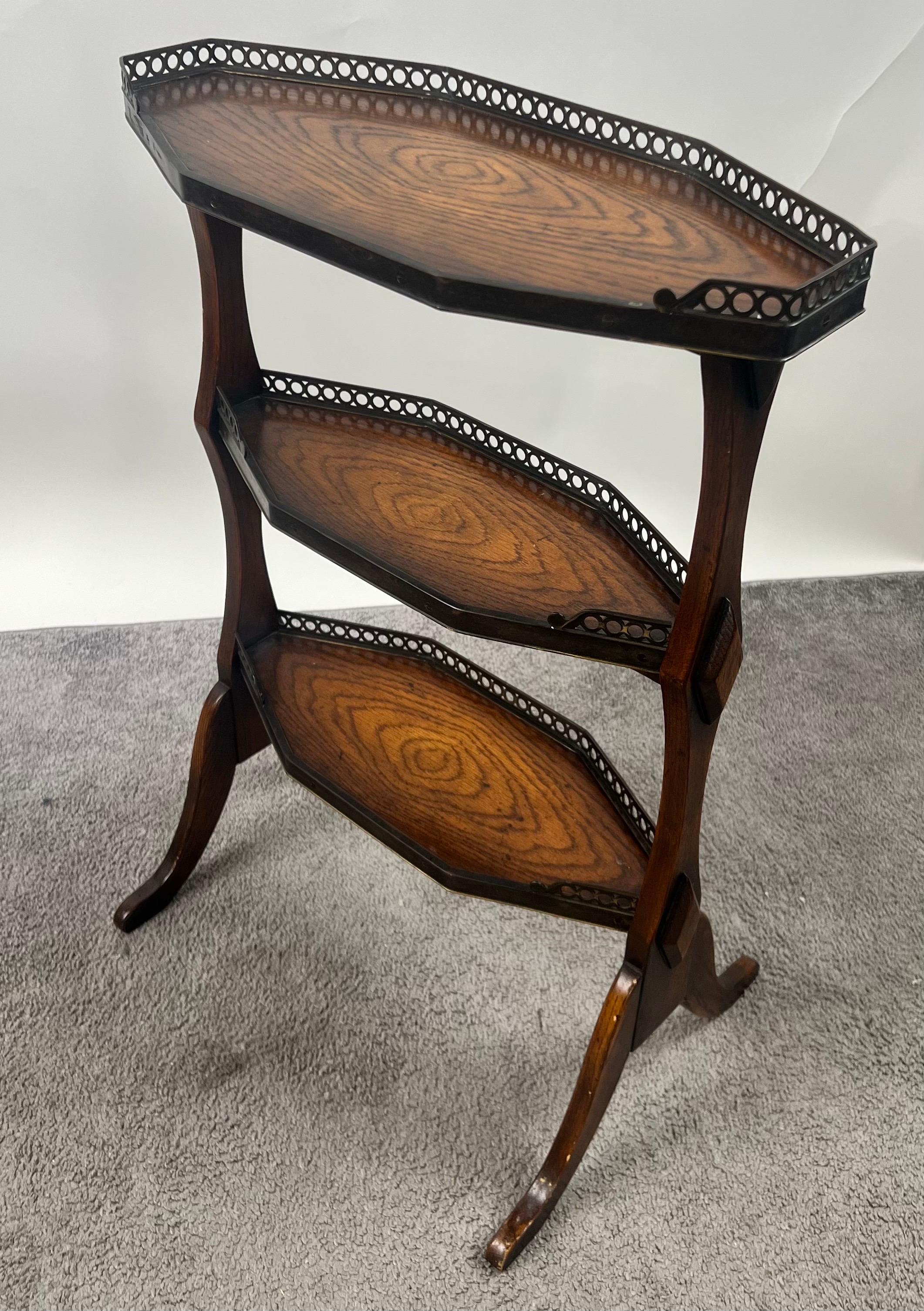 French Directoire Three-Tier Oak Dessert Stand Side Table by Theodore Alexander For Sale 4
