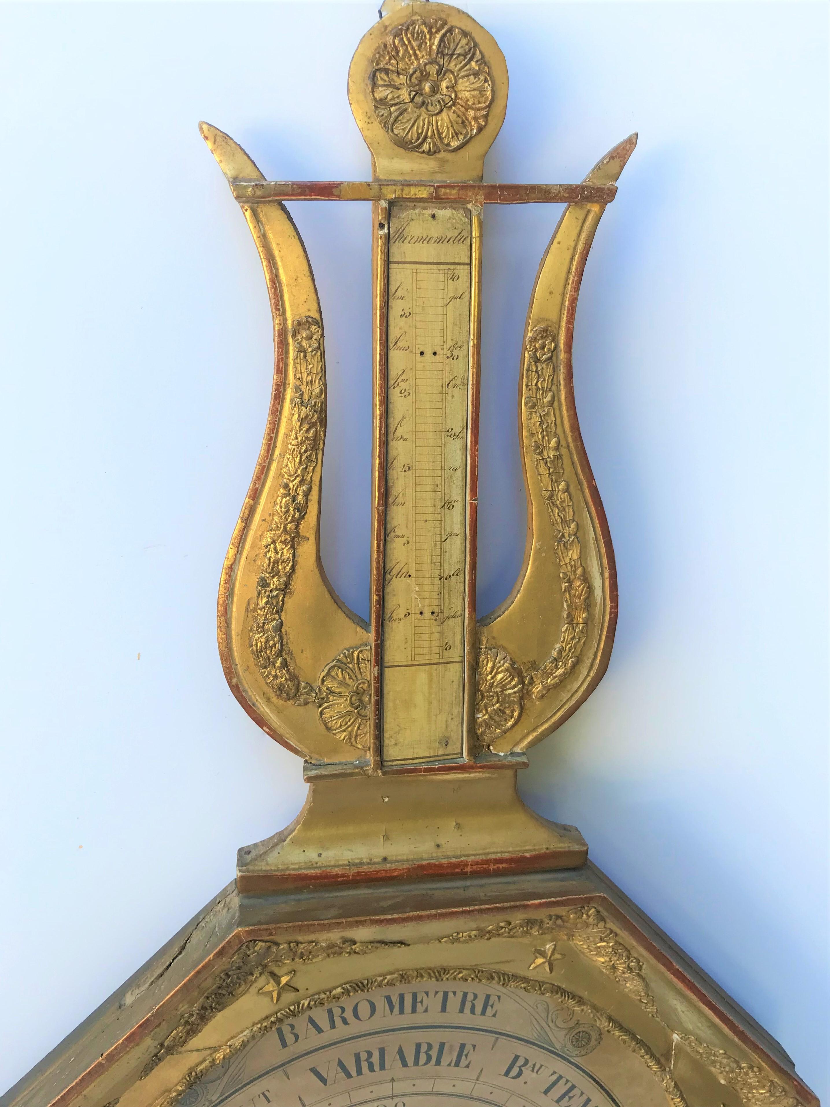 French Directoire to Empire Giltwood Barometer Case Early 19th Century 11