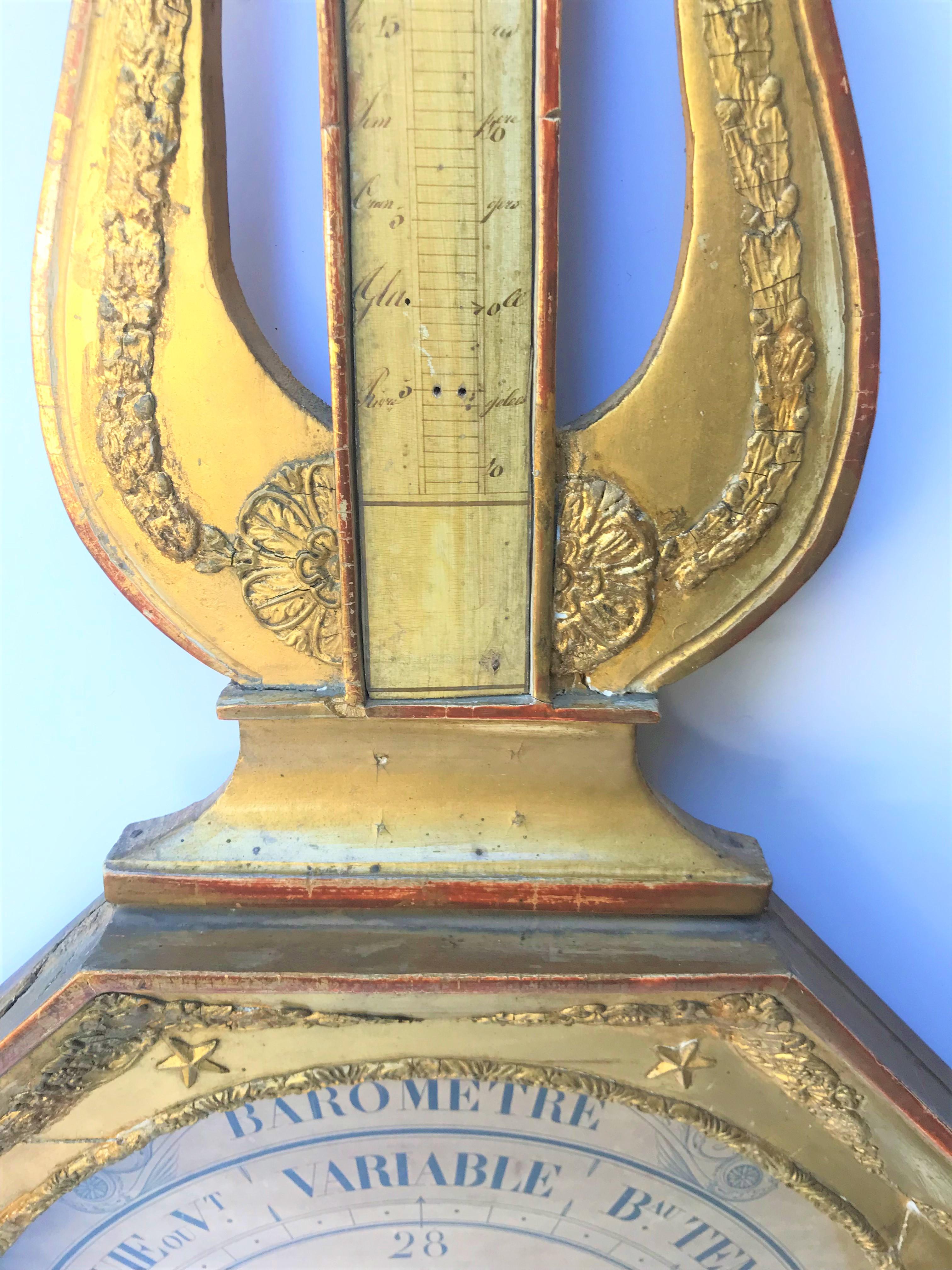 French Directoire to Empire Giltwood Barometer Case Early 19th Century 4
