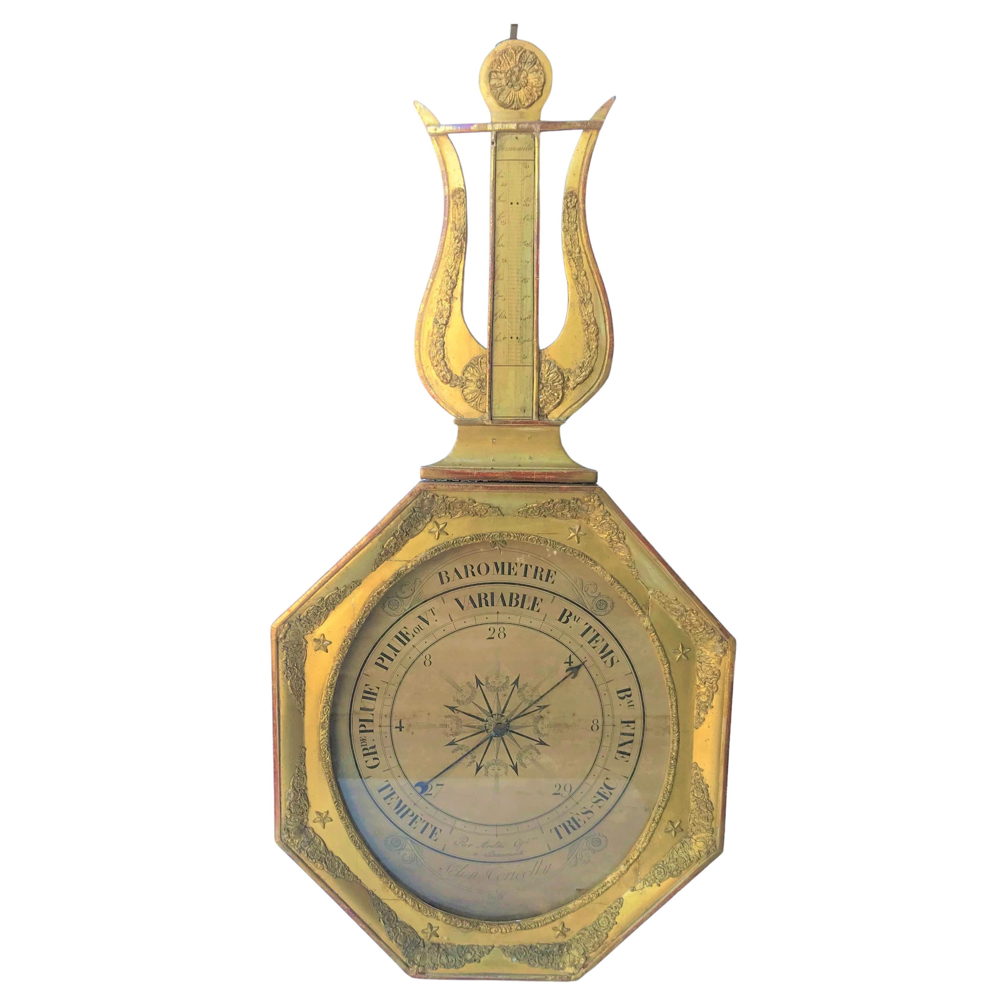 French Directoire to Empire Giltwood Barometer Case Early 19th Century