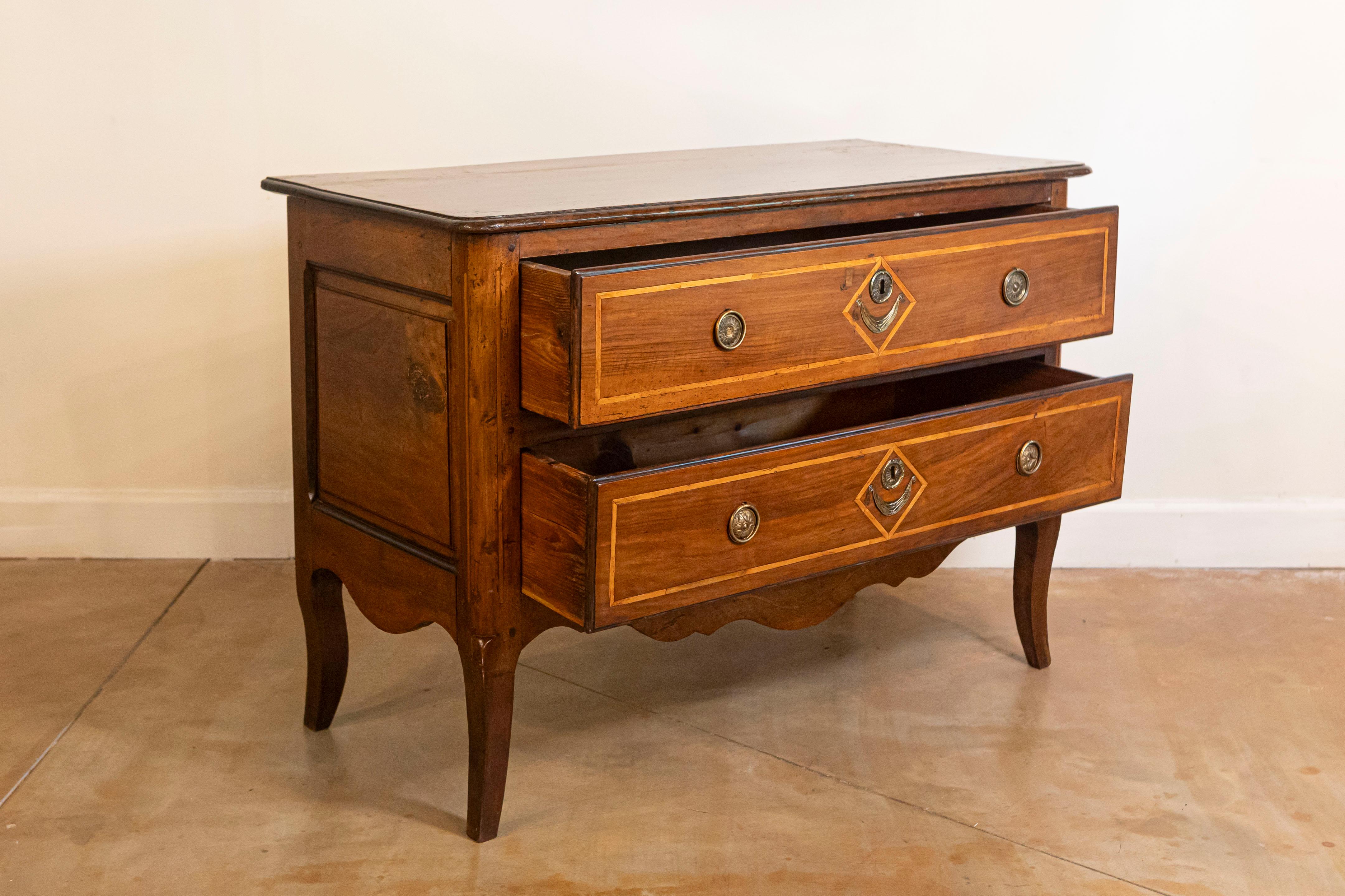 French Directoire Two-Drawer Walnut Commode with Banded Inlay from Provence For Sale 2