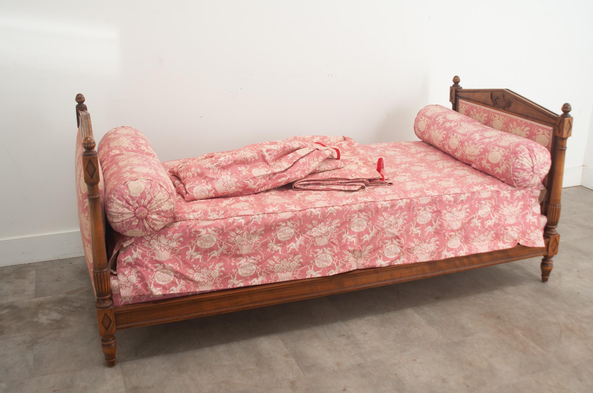 French Directoire Walnut Daybed & Crown For Sale 9