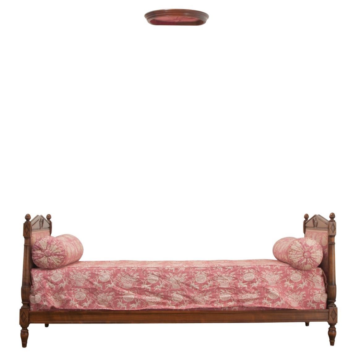 French Directoire Walnut Daybed & Crown For Sale