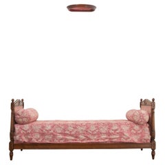 Vintage French Directoire Walnut Daybed & Crown