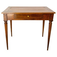 Antique French Directoire Walnut Desk Writing Table One Drawer, 19th Century