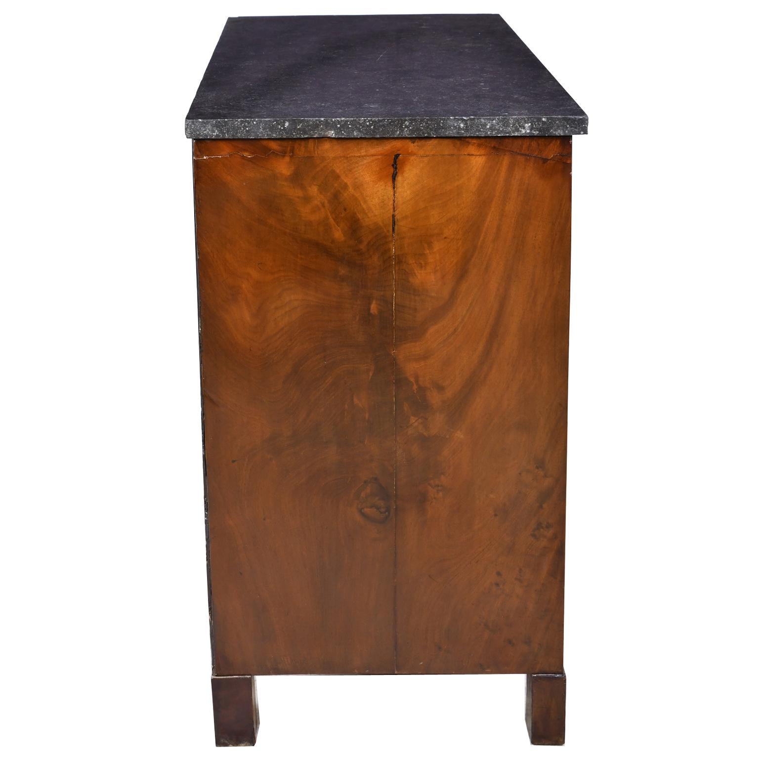 French Directoire West Indies Mahogany Chest of Drawers with Black Marble 6