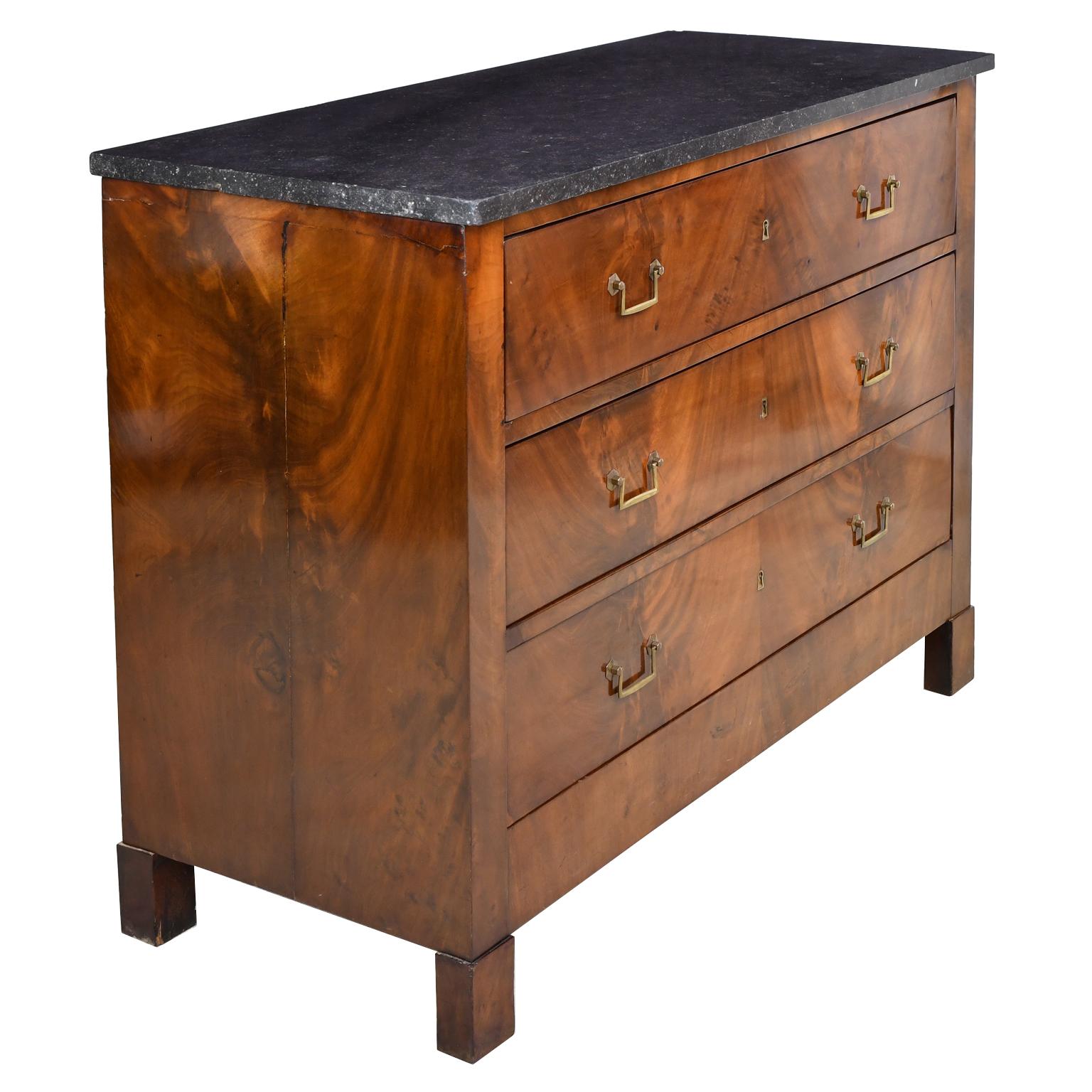 French Directoire West Indies Mahogany Chest of Drawers with Black Marble 7