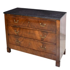 French Directoire West Indies Mahogany Chest of Drawers with Black Marble