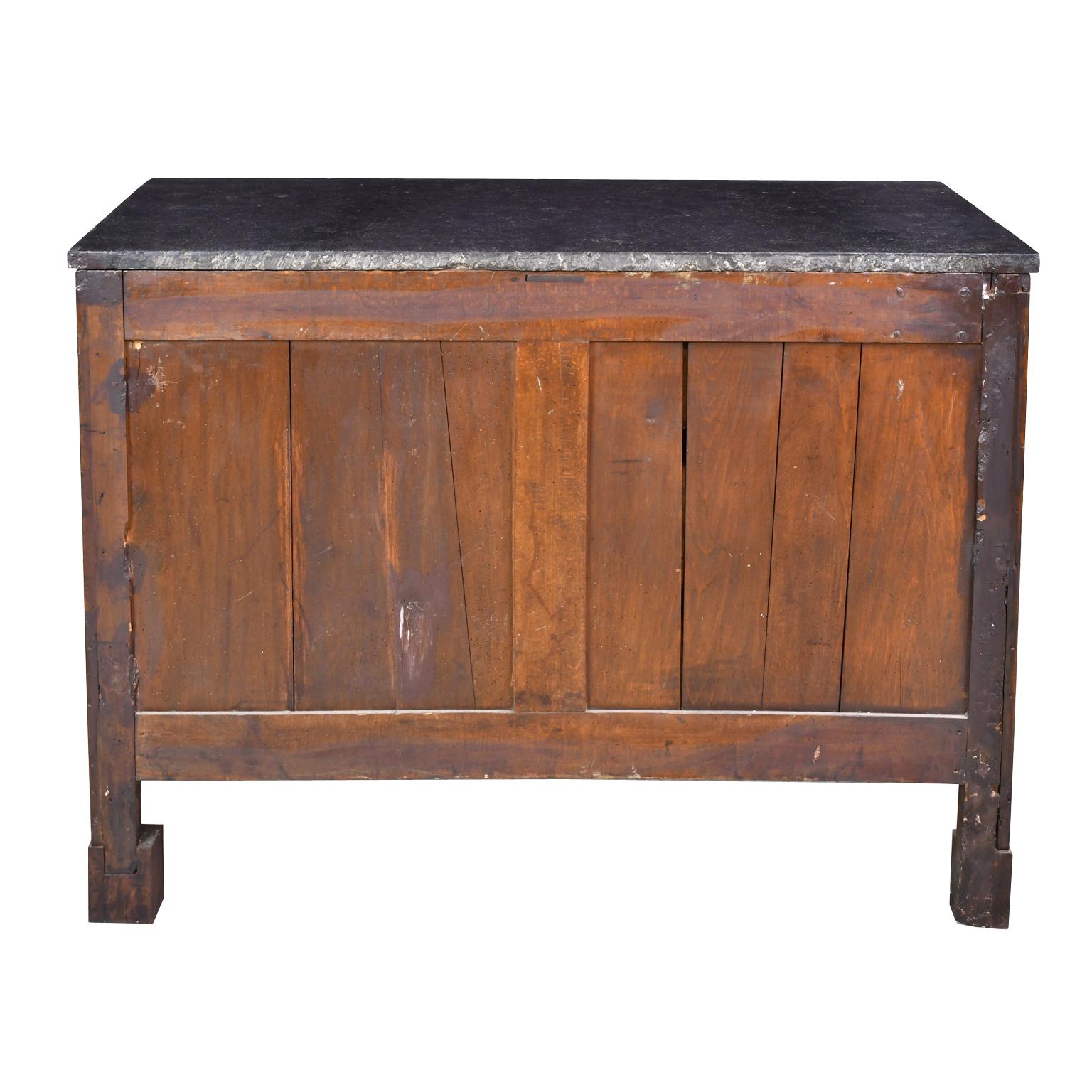 French Directoire West Indies Mahogany Chest of Drawers with Black Marble 3
