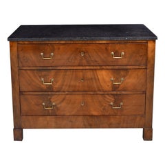 French Directoire West Indies Mahogany Chest of Drawers with Black Marble