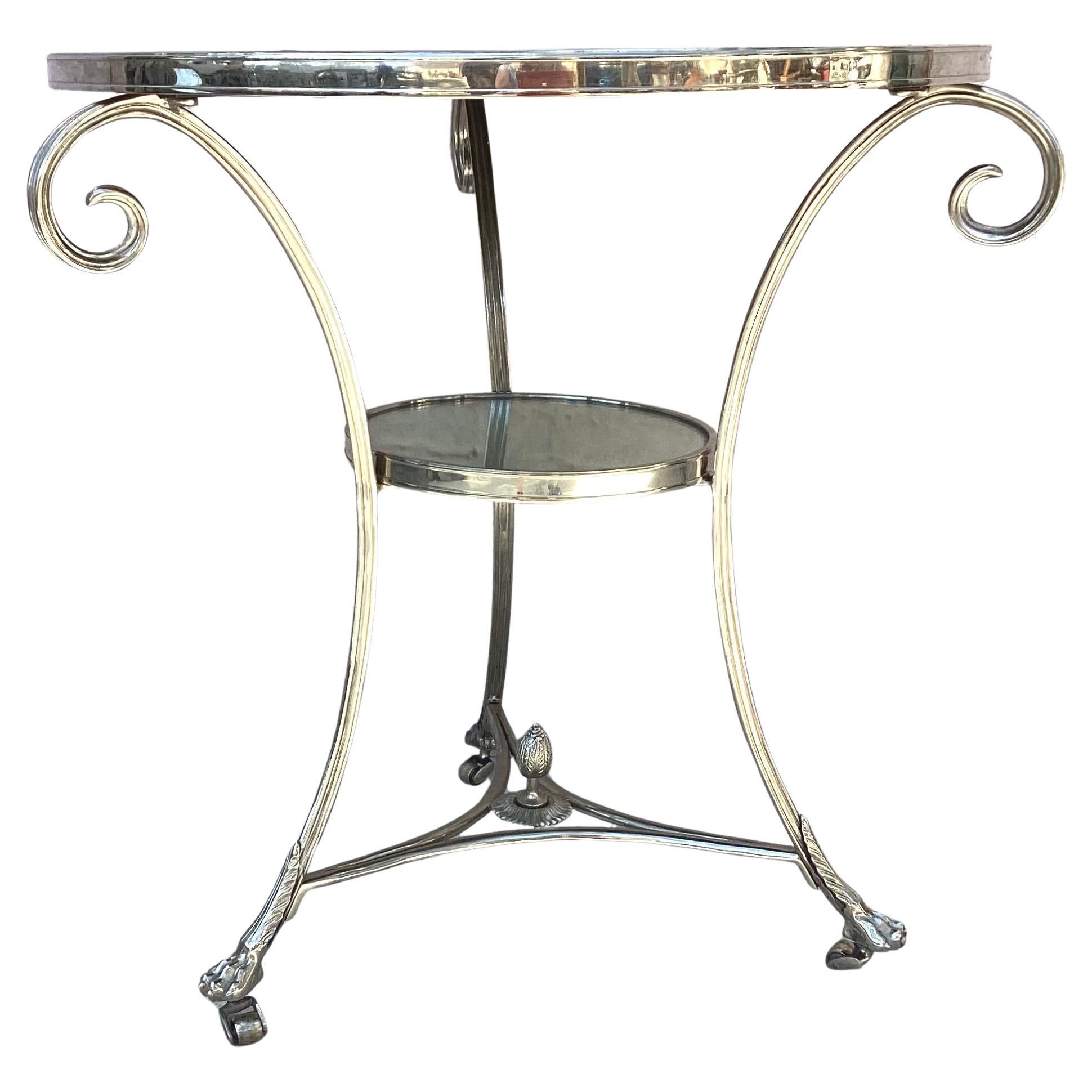 Directeur Français Table Gueridon Bronze Argenté Bon état à Bradenton, FL