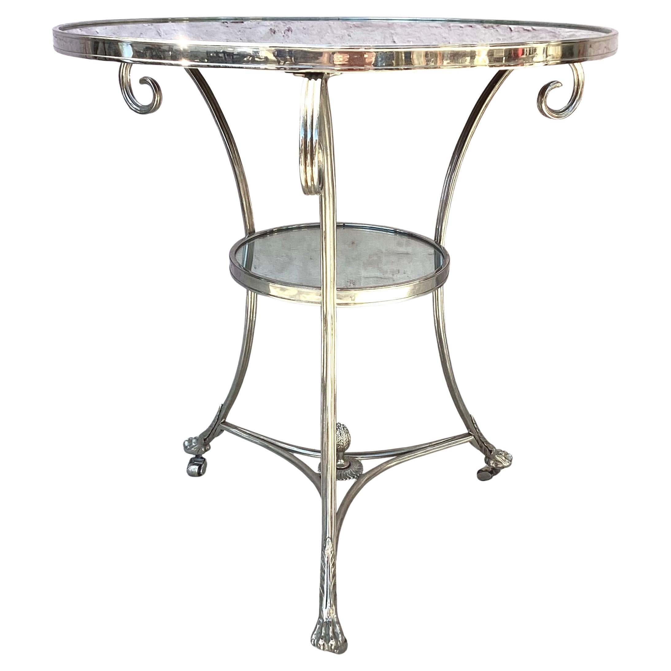Directeur Français Table Gueridon Bronze Argenté 2