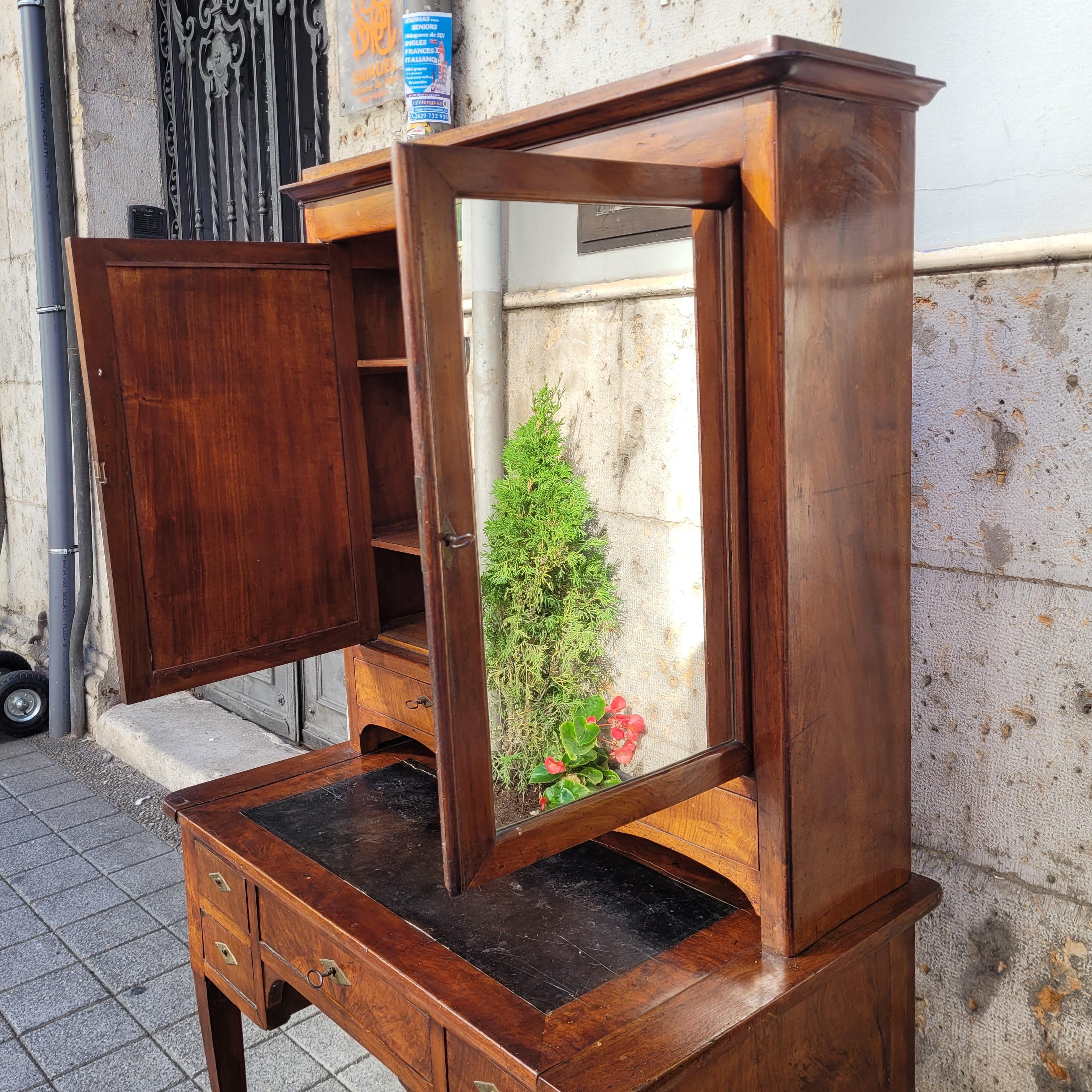 Scrivania francese Directory Bureau Bonheur du jour, legno e pelle e inchiostro in bronzo in vendita 6