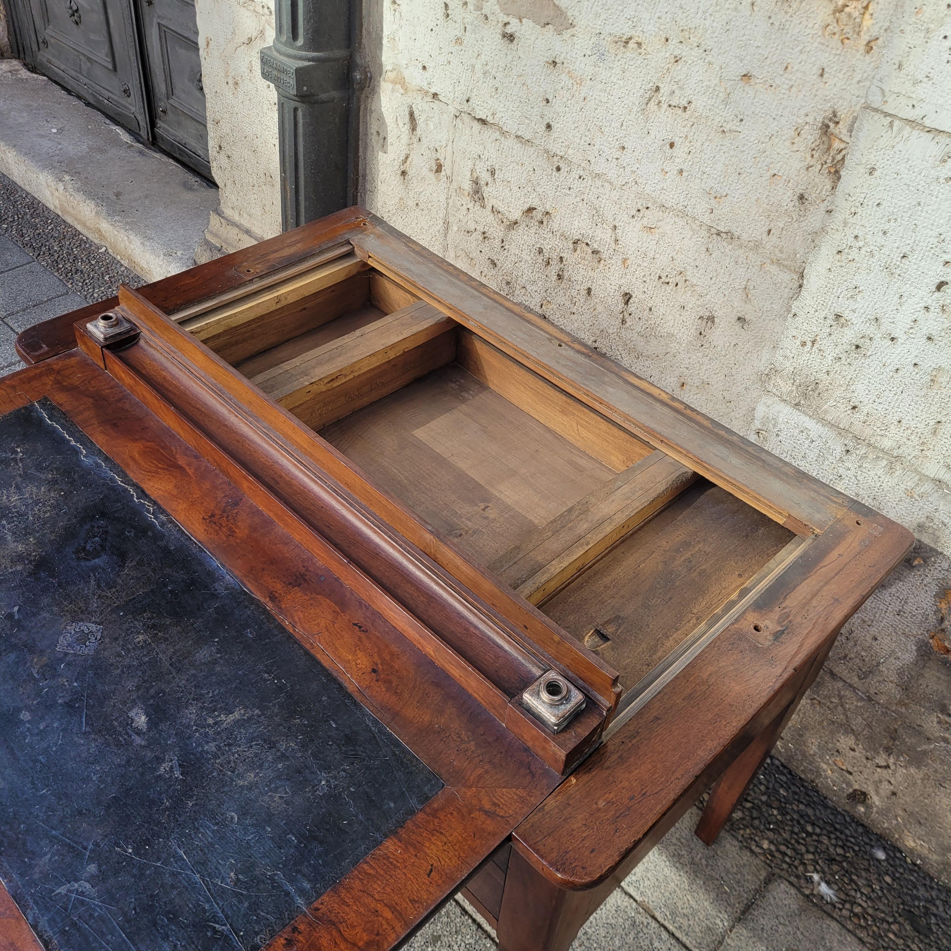 Scrivania francese Directory Bureau Bonheur du jour, legno e pelle e inchiostro in bronzo in vendita 7