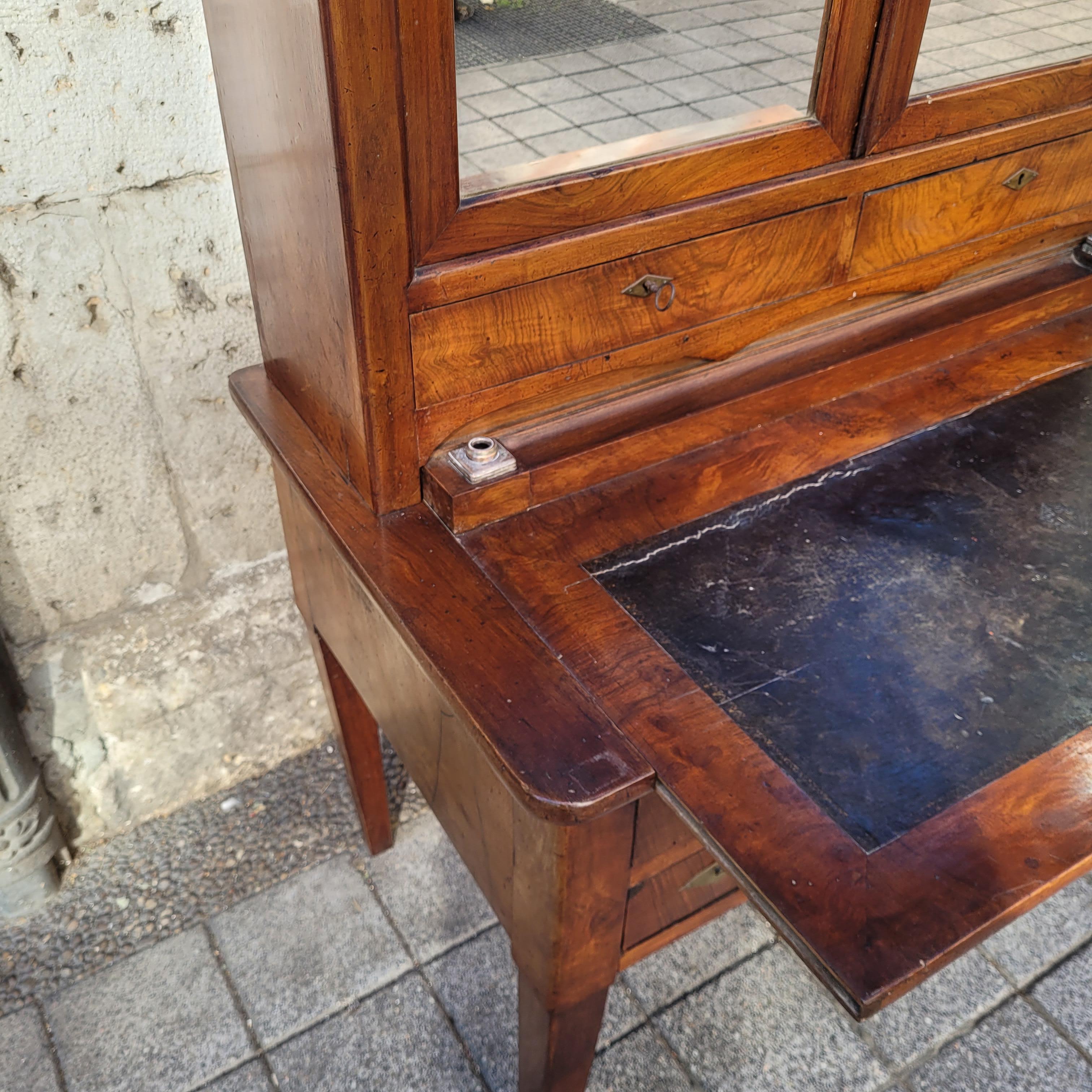 Scrivania francese Directory Bureau Bonheur du jour, legno e pelle e inchiostro in bronzo in vendita 9