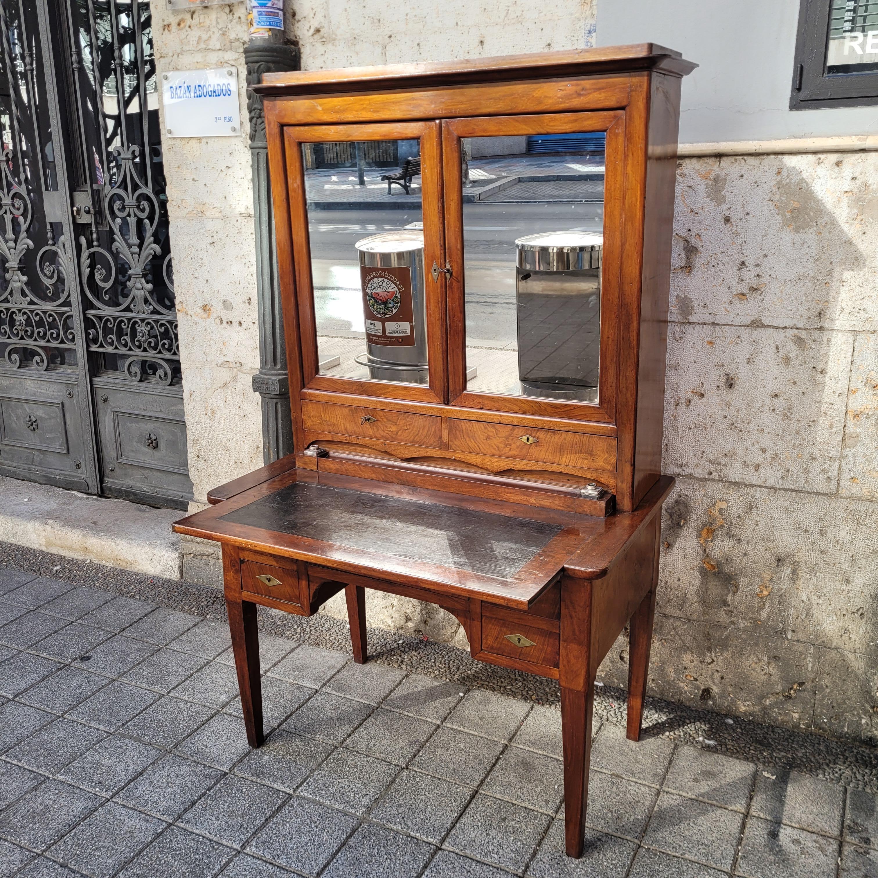 Scrivania francese Directory Bureau Bonheur du jour, legno e pelle e inchiostro in bronzo in vendita 11