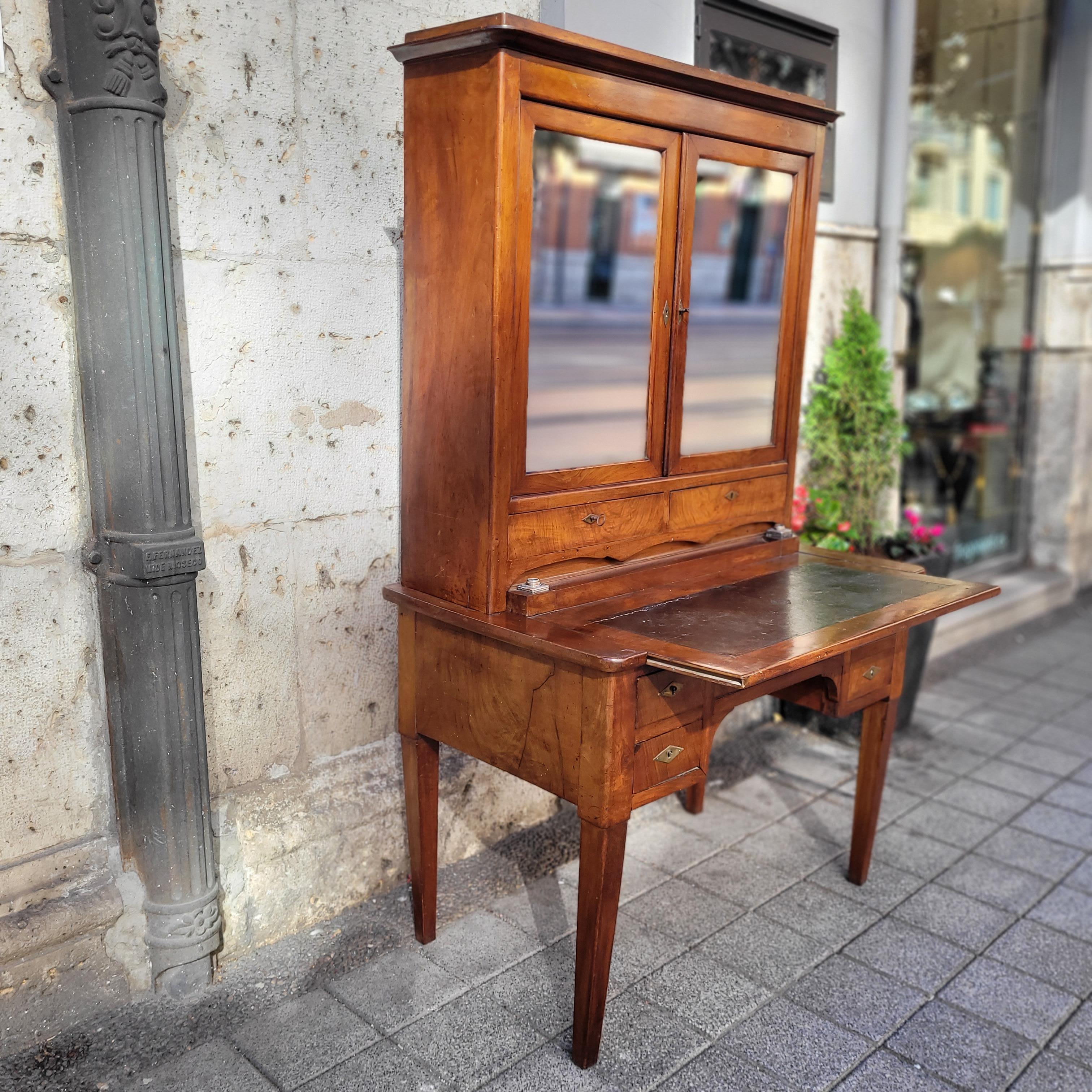 Scrivania francese Directory Bureau Bonheur du jour, legno e pelle e inchiostro in bronzo in vendita 12