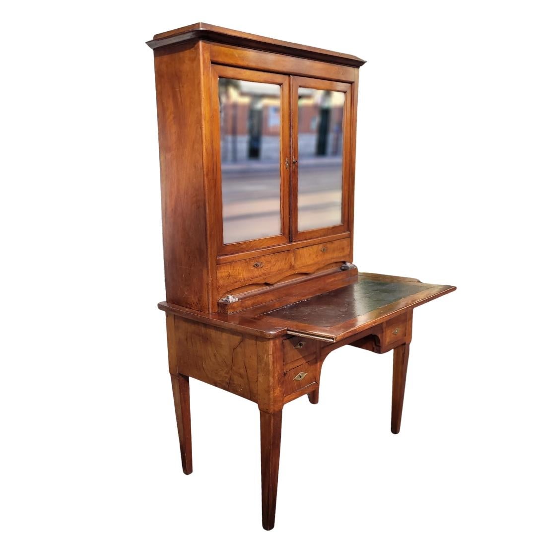 Direttorio Scrivania francese Directory Bureau Bonheur du jour, legno e pelle e inchiostro in bronzo in vendita