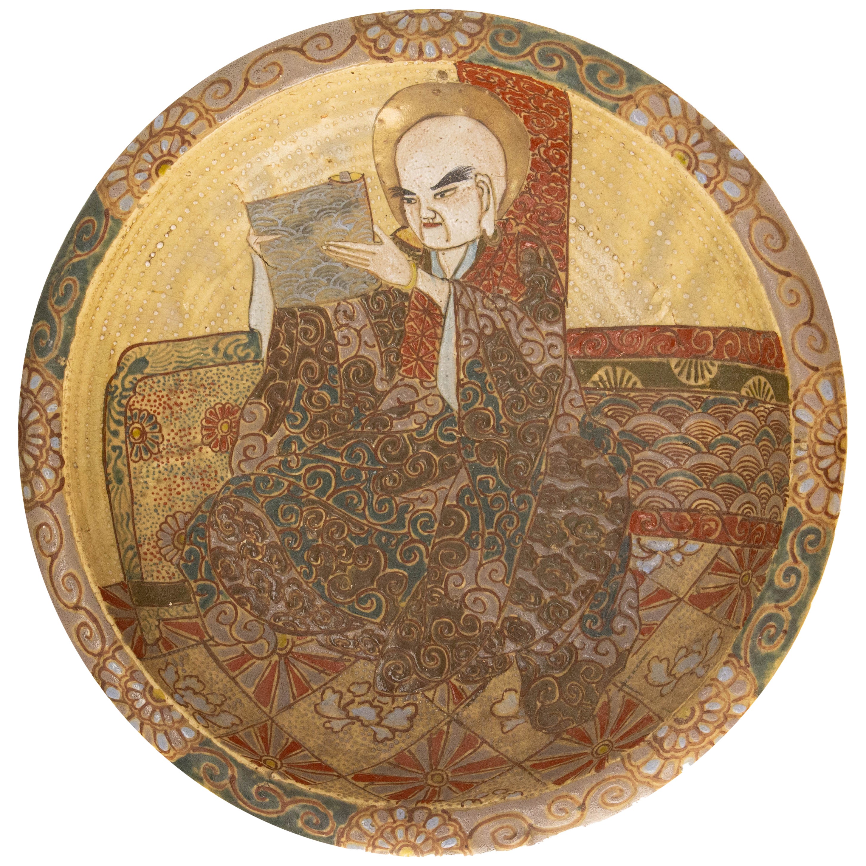 Plato francés de estilo japonés, decoración de pared o centro de mesa, finales del s. XIX en venta
