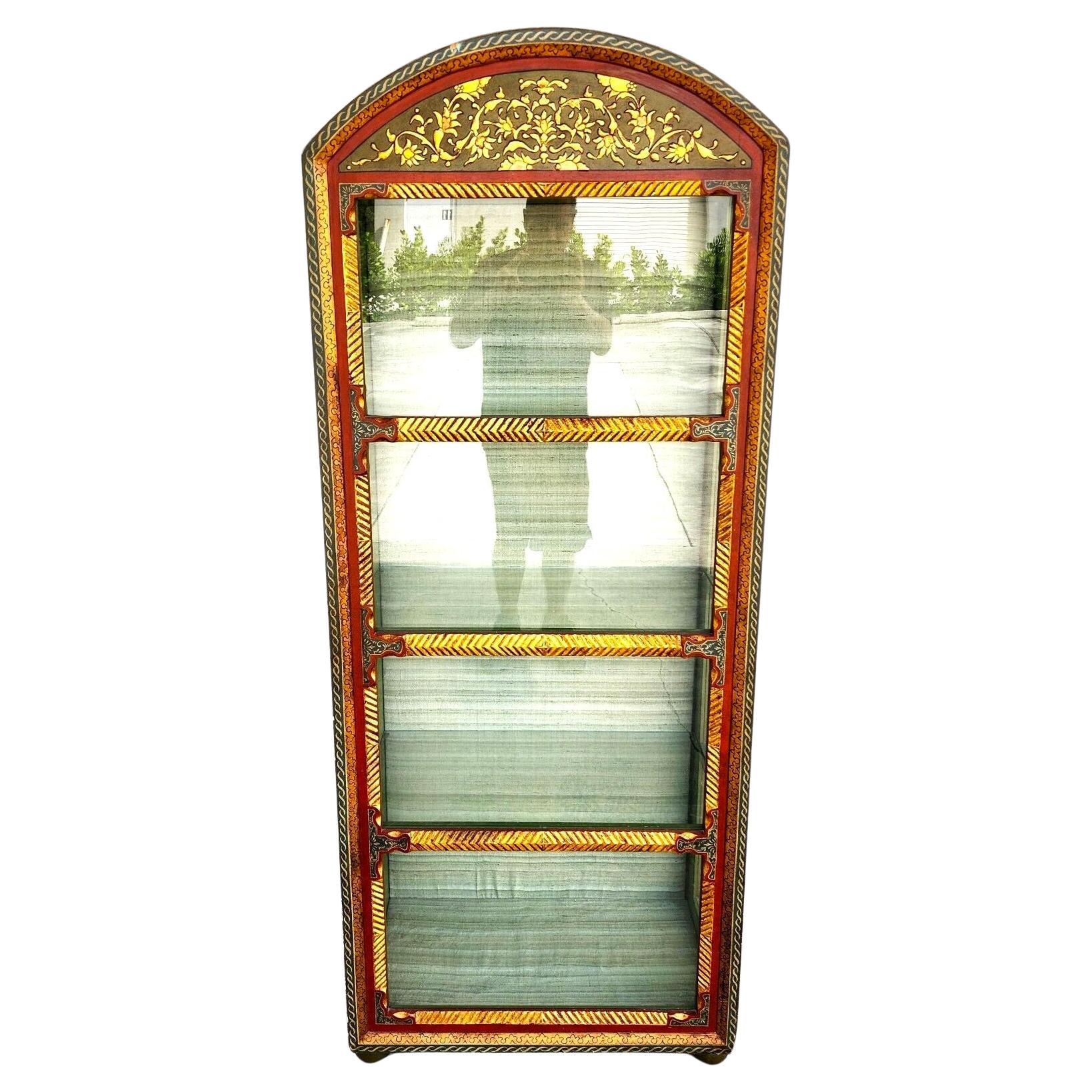 French Display Cabinet Giltwood Hand Painted Curio For Sale
