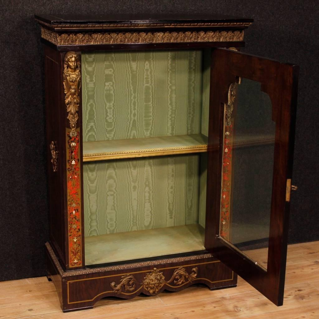 French Display Cabinet in Painted Wood with Brass and Bronzes in Boulle Style 6