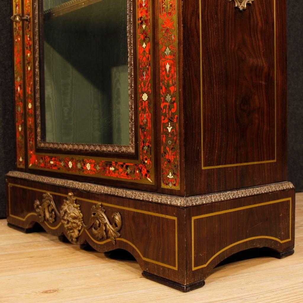 French Display Cabinet in Painted Wood with Brass and Bronzes in Boulle Style 2